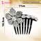 Majestique Rhinestone Flower Juda Hair Comb - Black