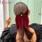 Majestique Satin Bow Hair Tie with Metal Clip - Red
