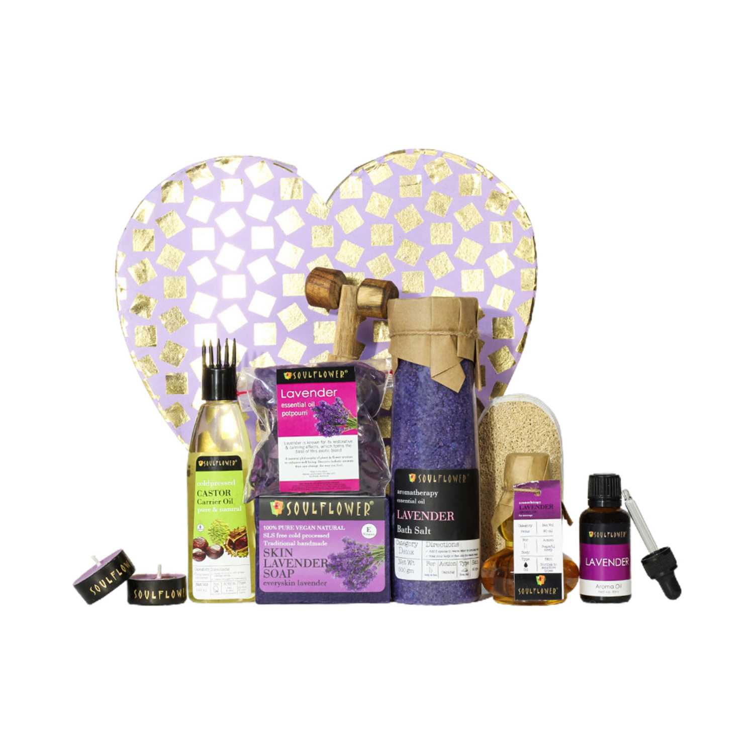 Soulflower | Soulflower Lavender Heart Bath Gift Set - (10 Pcs)