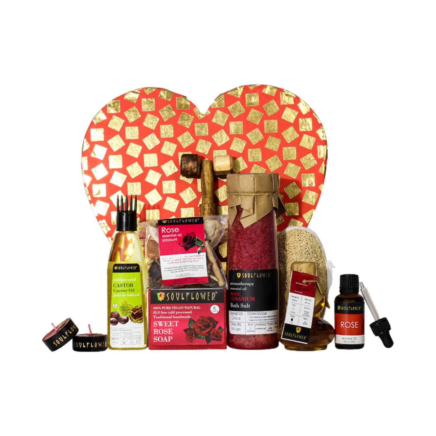 Soulflower | Soulflower Rose Heart Bath Gift Set - (10 Pcs)