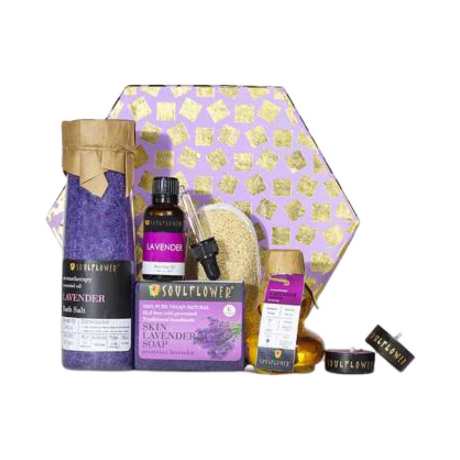 Soulflower | Soulflower Lavender Hexagon Festive Gift Set - (7 Pcs)
