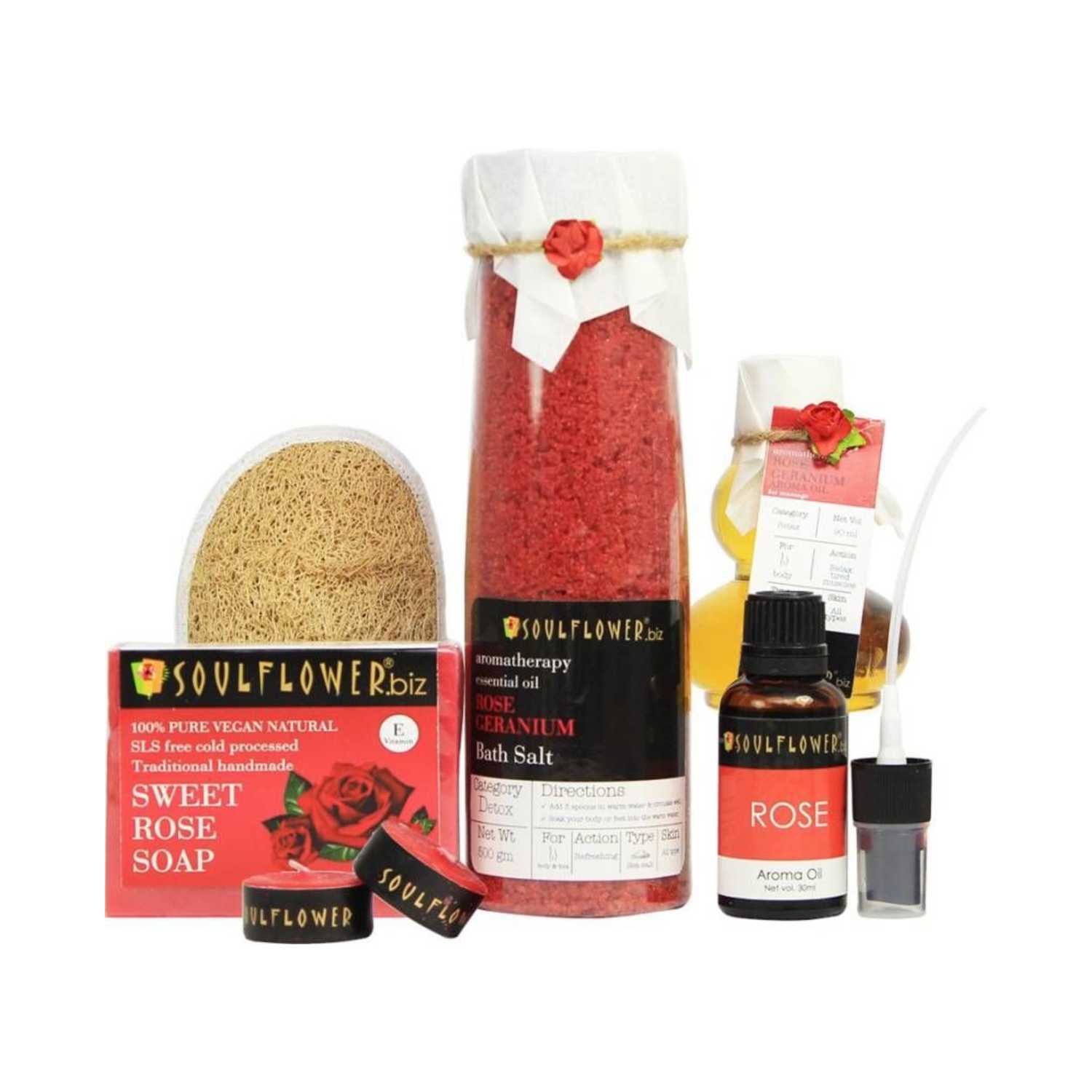 Soulflower | Soulflower Rose Hexagon Bath Gift Set - (5 Pcs)