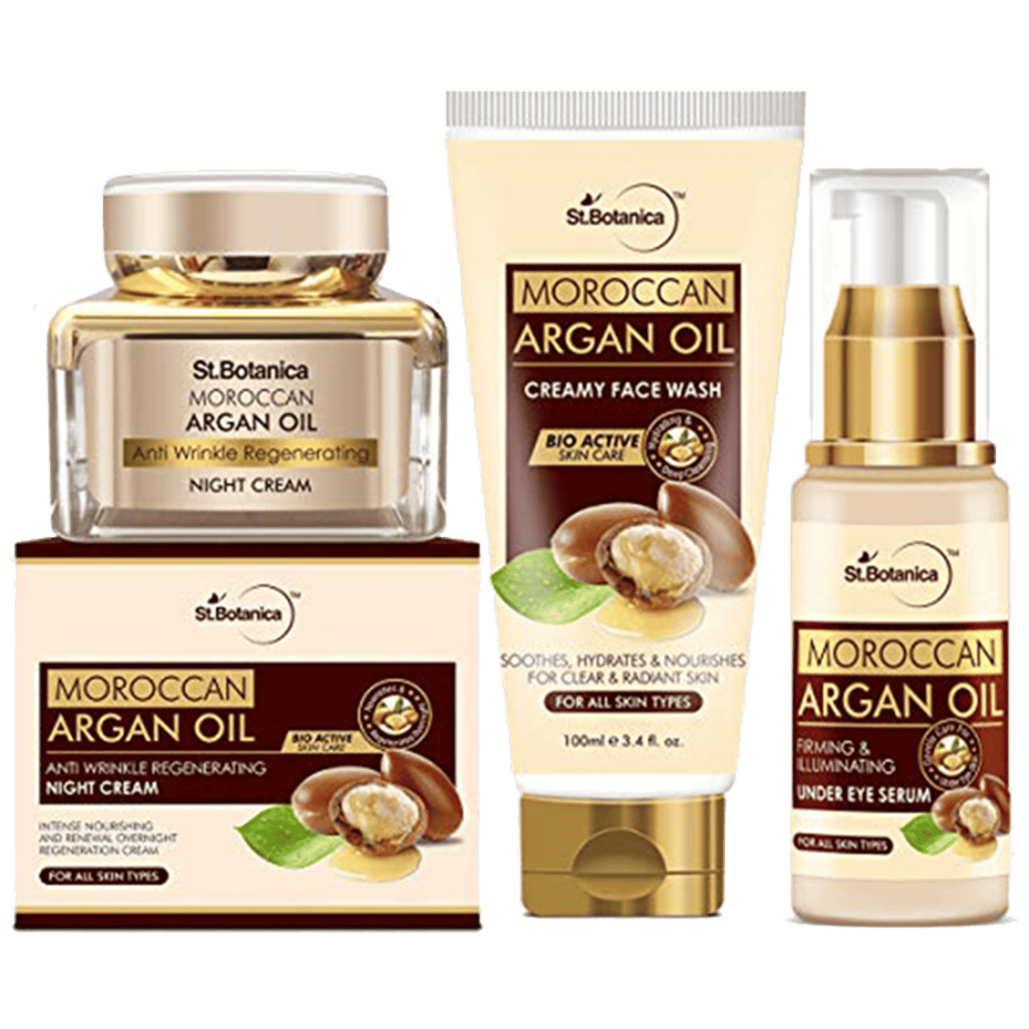 St.Botanica | St.Botanica Moroccan Argan Oil Skin Care Combo - (3 Pcs)
