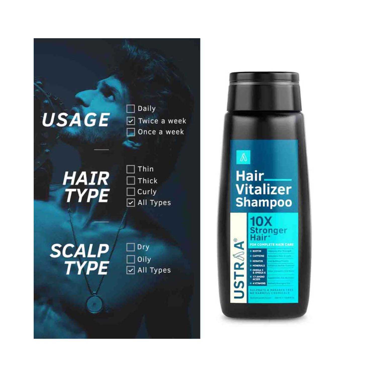 Ustraa | Ustraa Hair Vitalizer Shampoo - (250ml)