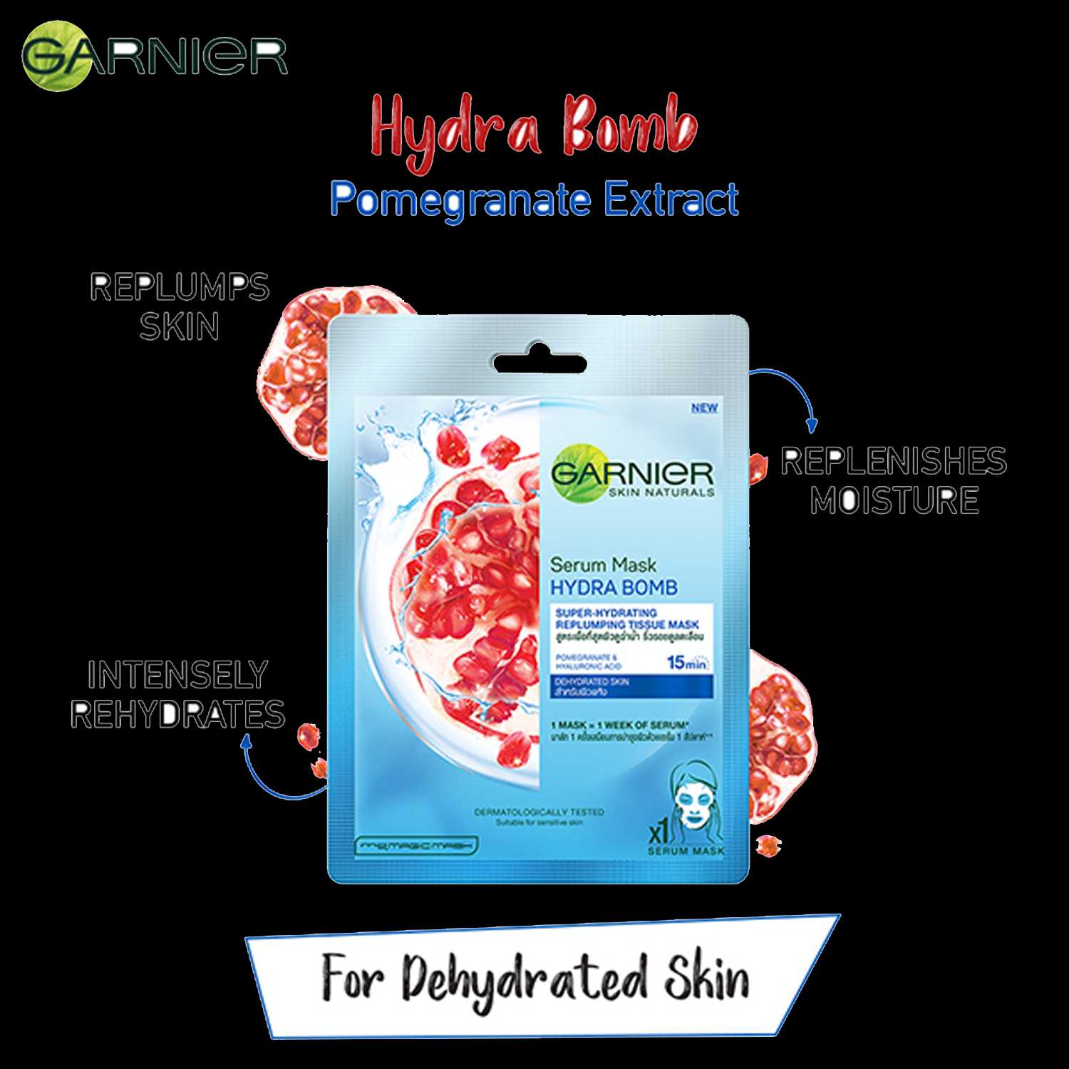 Garnier | Garnier Skin Naturals Hydra Bomb Pomegranate Face Serum Sheet Mask (32g)