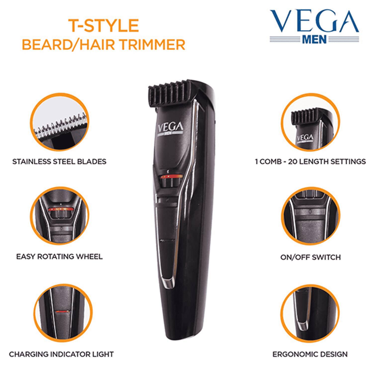 Vega | VEGA T-Style Beard Trimmer (VHTH-12), Black