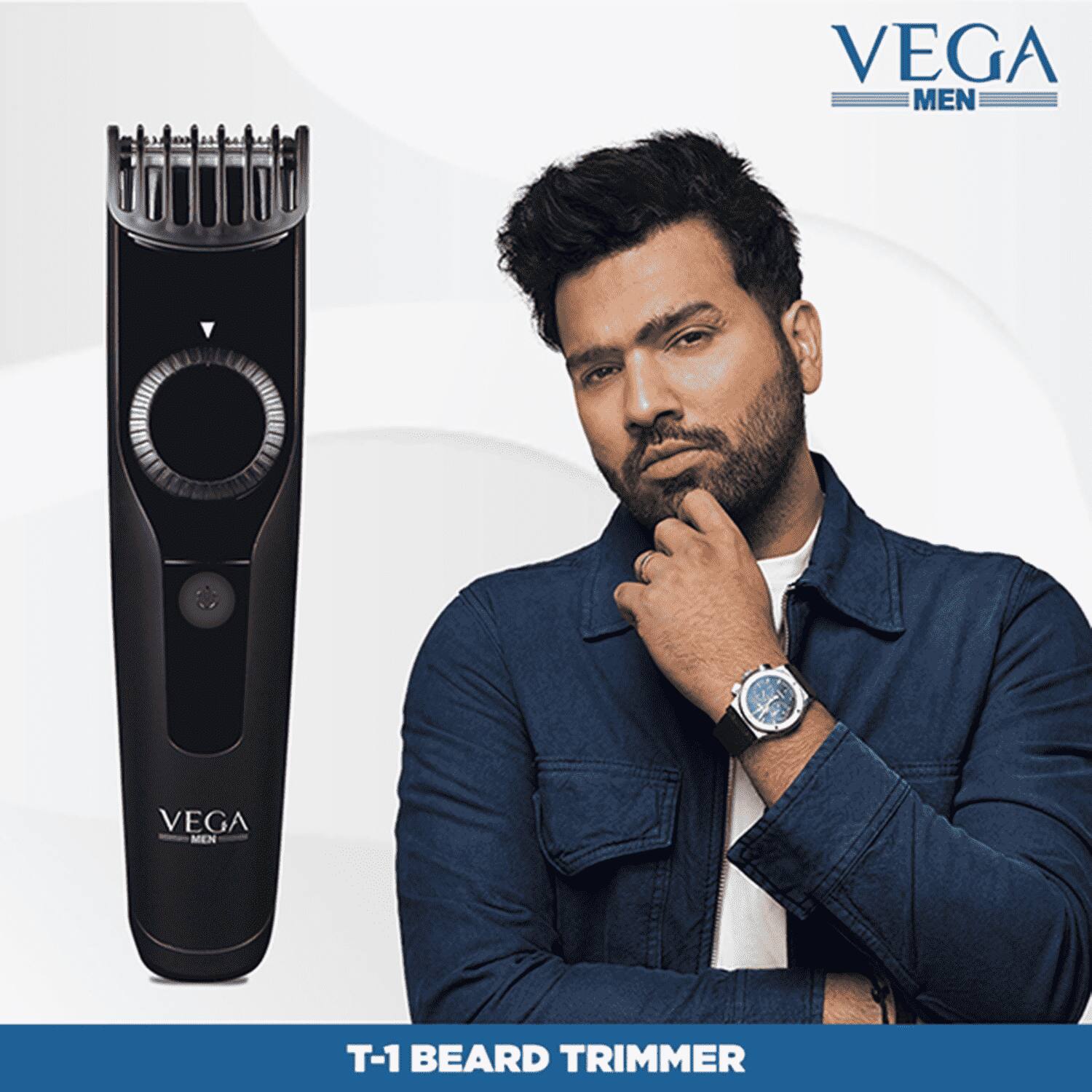 Vega | VEGA Men T1 Beard Trimmer For Men With 40 Mins Run Time, Usb Charging & 23 Length Settings, (VHTH-18,Black)