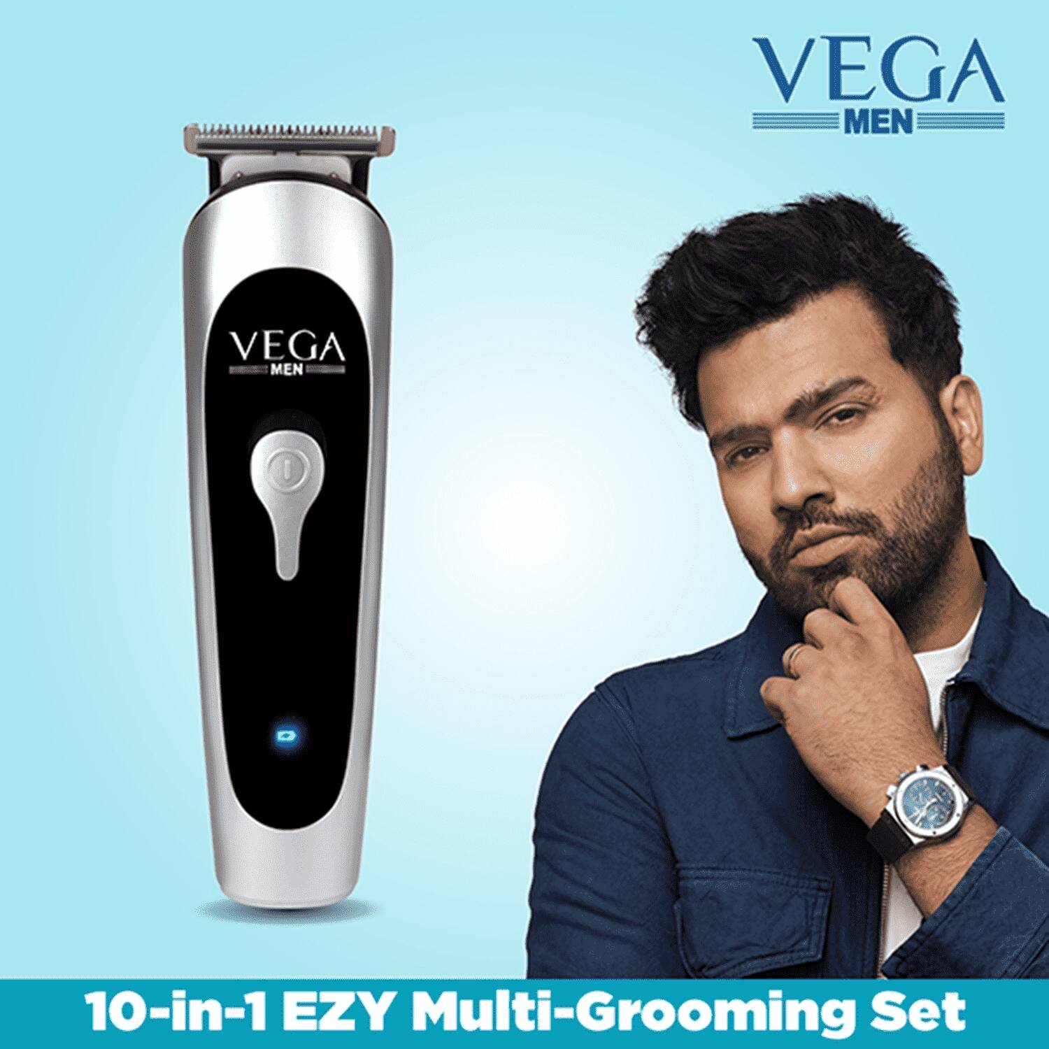 Vega | VEGA Men 10-in-1 EZY Multi-Grooming Set with Beard/Hair Trimmer, Nose Trimmer & Body Groomer And Shaver, (VHTH-22)