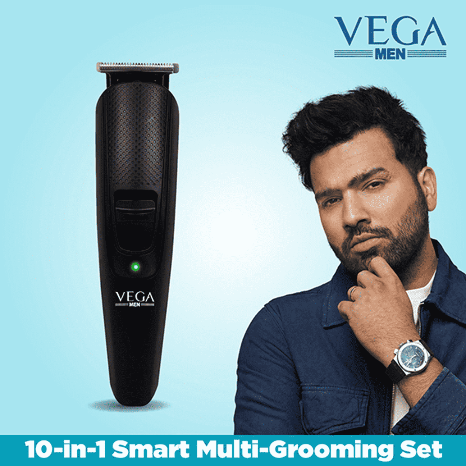 Vega | VEGA Men 10-in-1 Multi-Grooming Set with Beard/Hair Trimmer, Nose Trimmer & Body Groomer And Shaver, (VHTH-23)