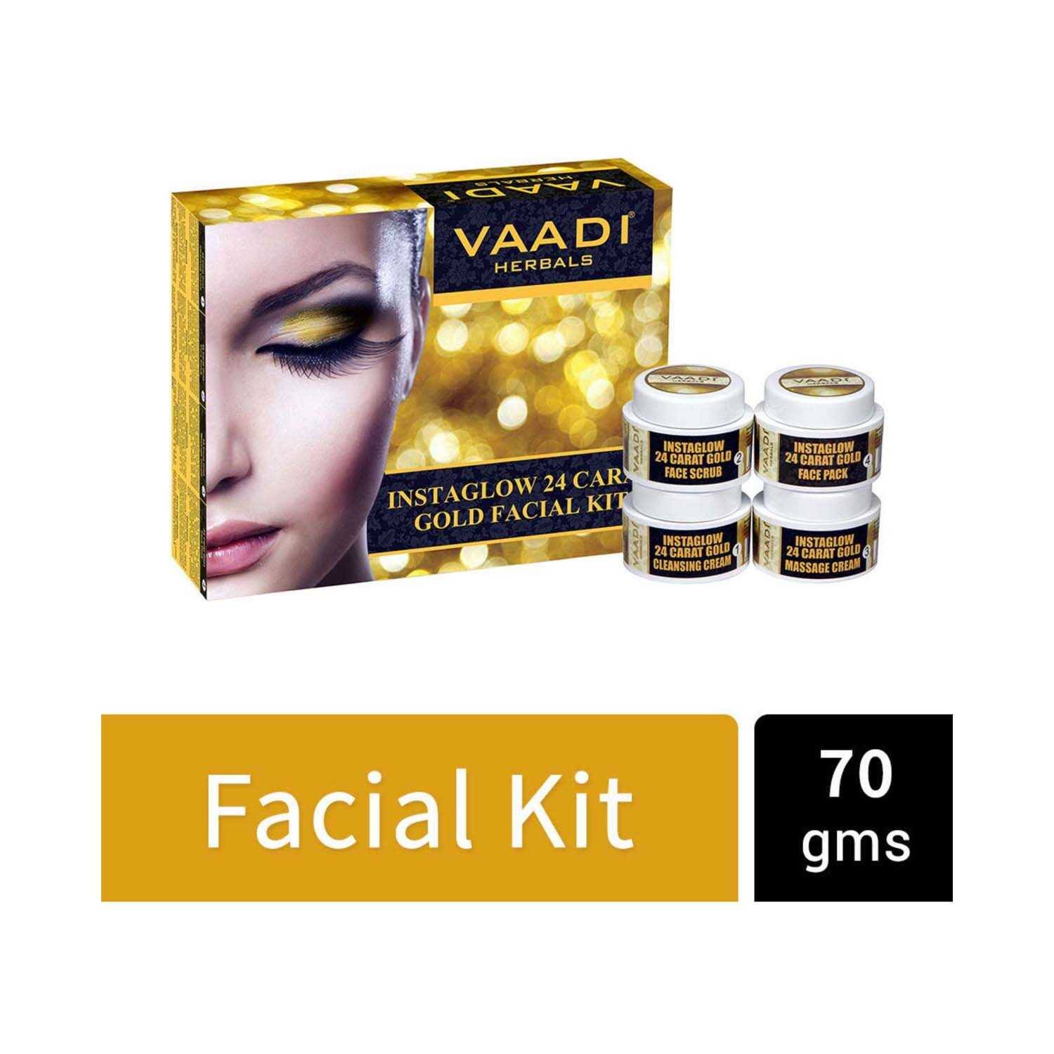 VAADI Herbals | Vaadi Herbals Instaglow 24 Carat Gold Facial Kit (4 Pcs)