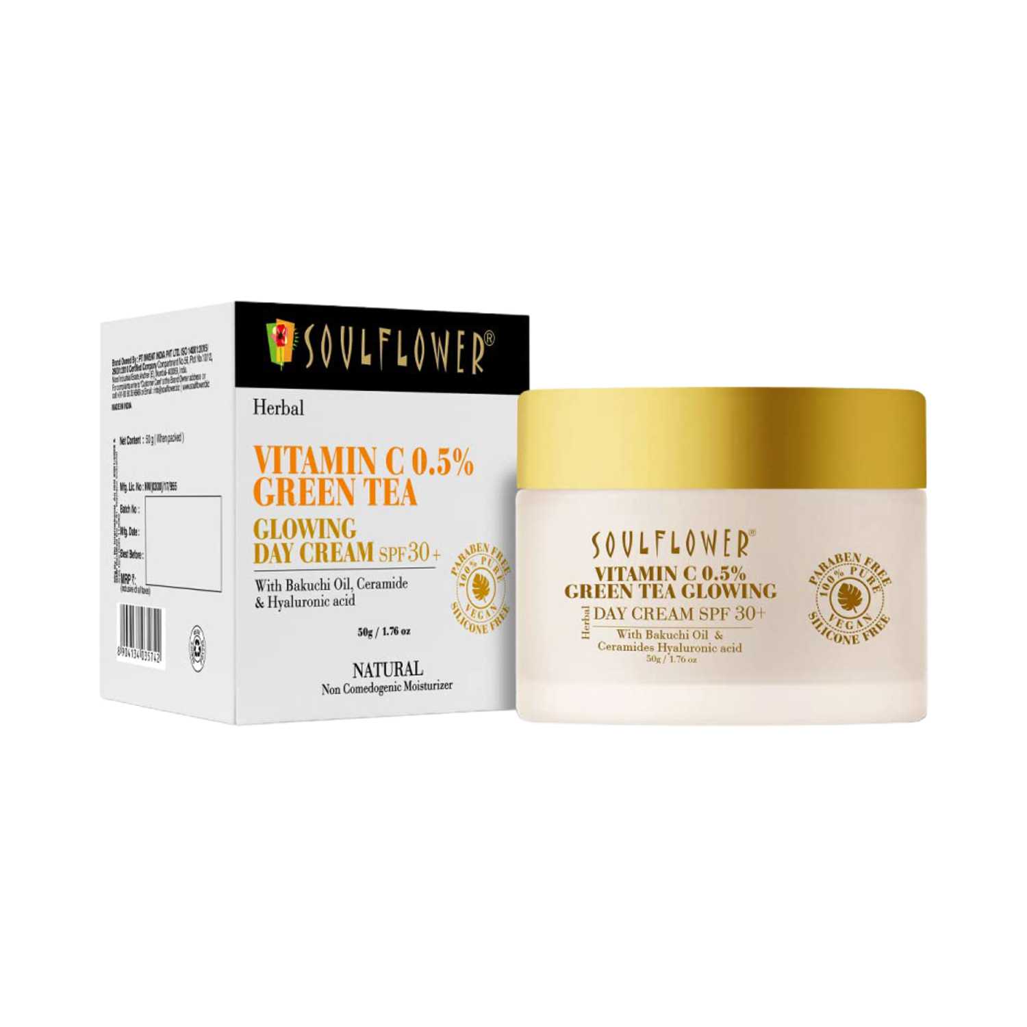 Soulflower | Soulflower Herbal Vitamin C 0.5% Green Tea Glowing Day Cream SPF 30+ (50g)