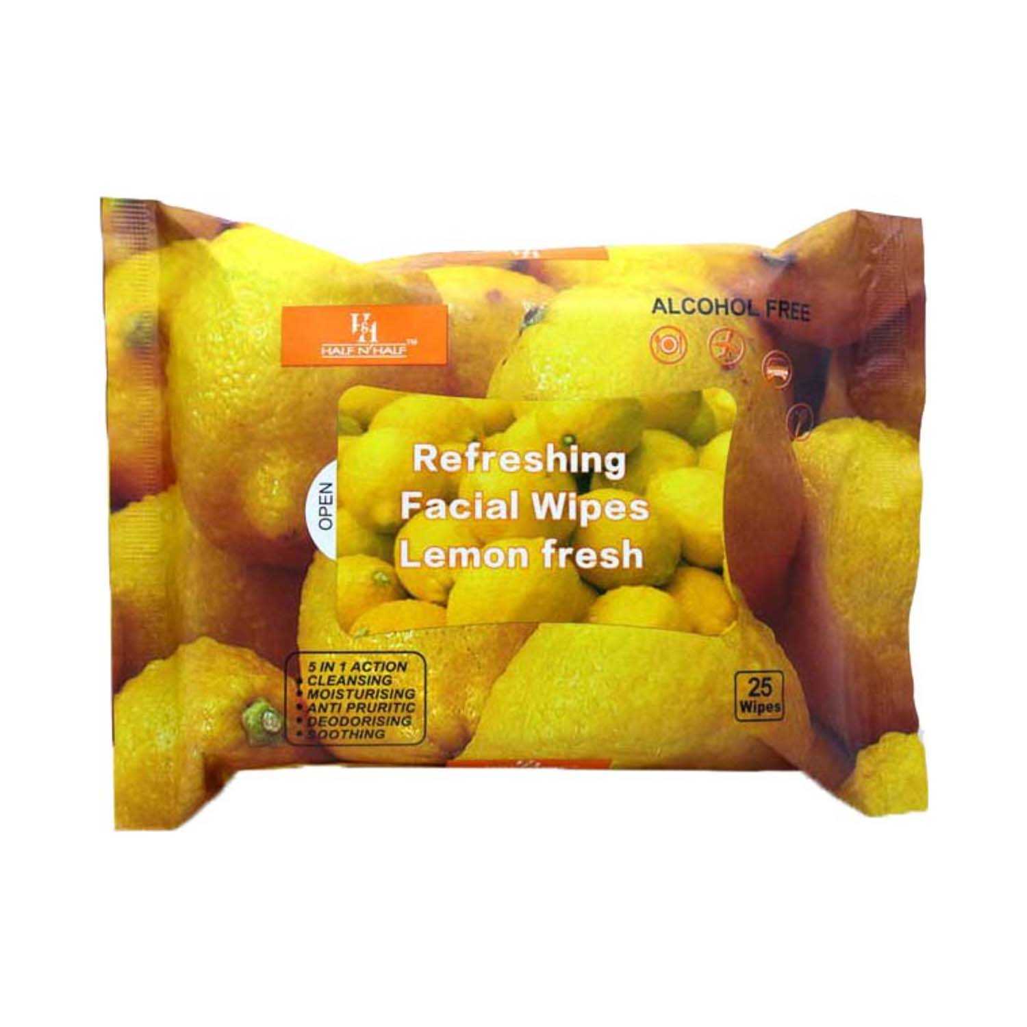Half N Half | Half N Half Refreshing Lemon Fresh Facial & Makeup Wipes - (25 Pcs)