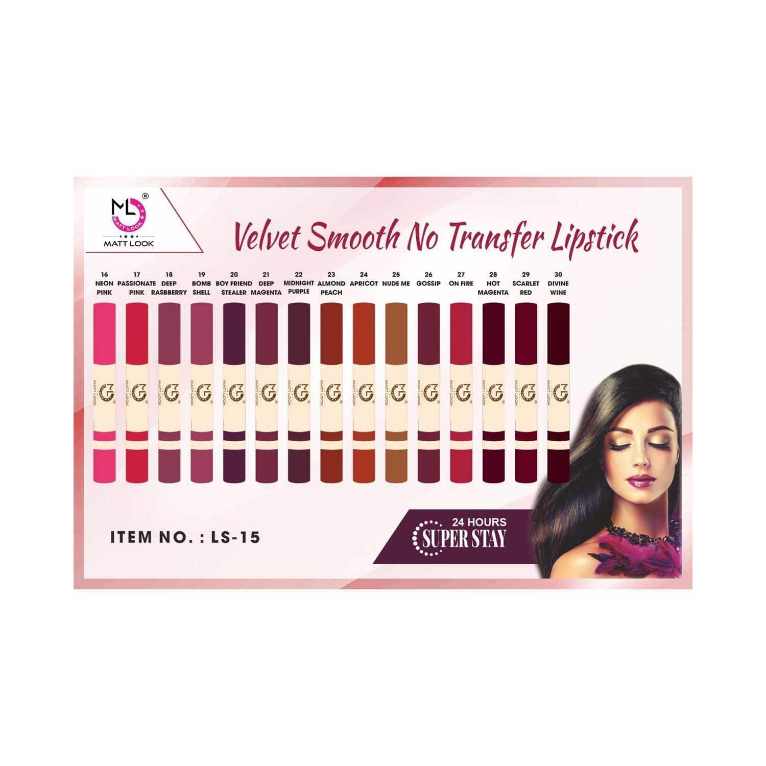 Matt Look | Matt Look Velvet Smooth Non-Transfer Lipstick - 16 Neon Pink (2g)