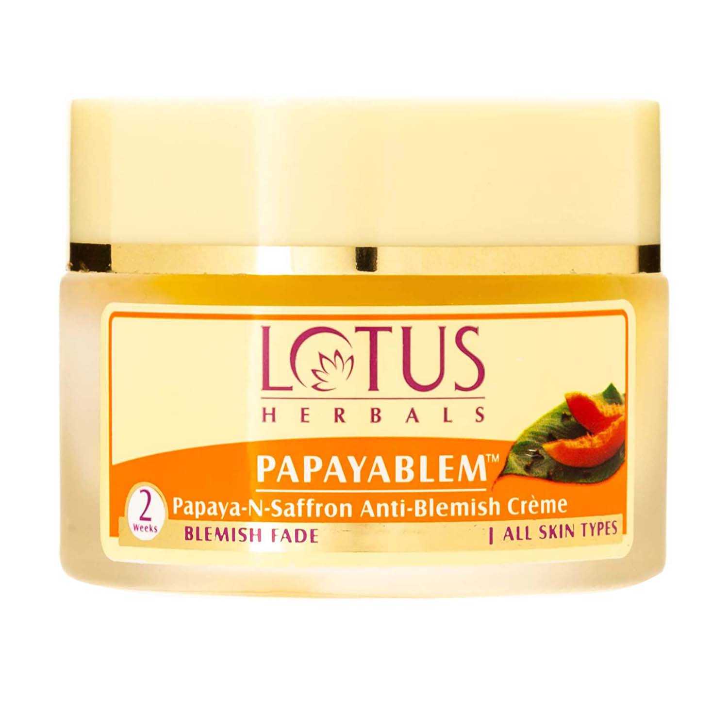 Lotus | Lotus Herbals Papayablem Papaya-n-Saffron Anti-Blemish Creme - (50g)