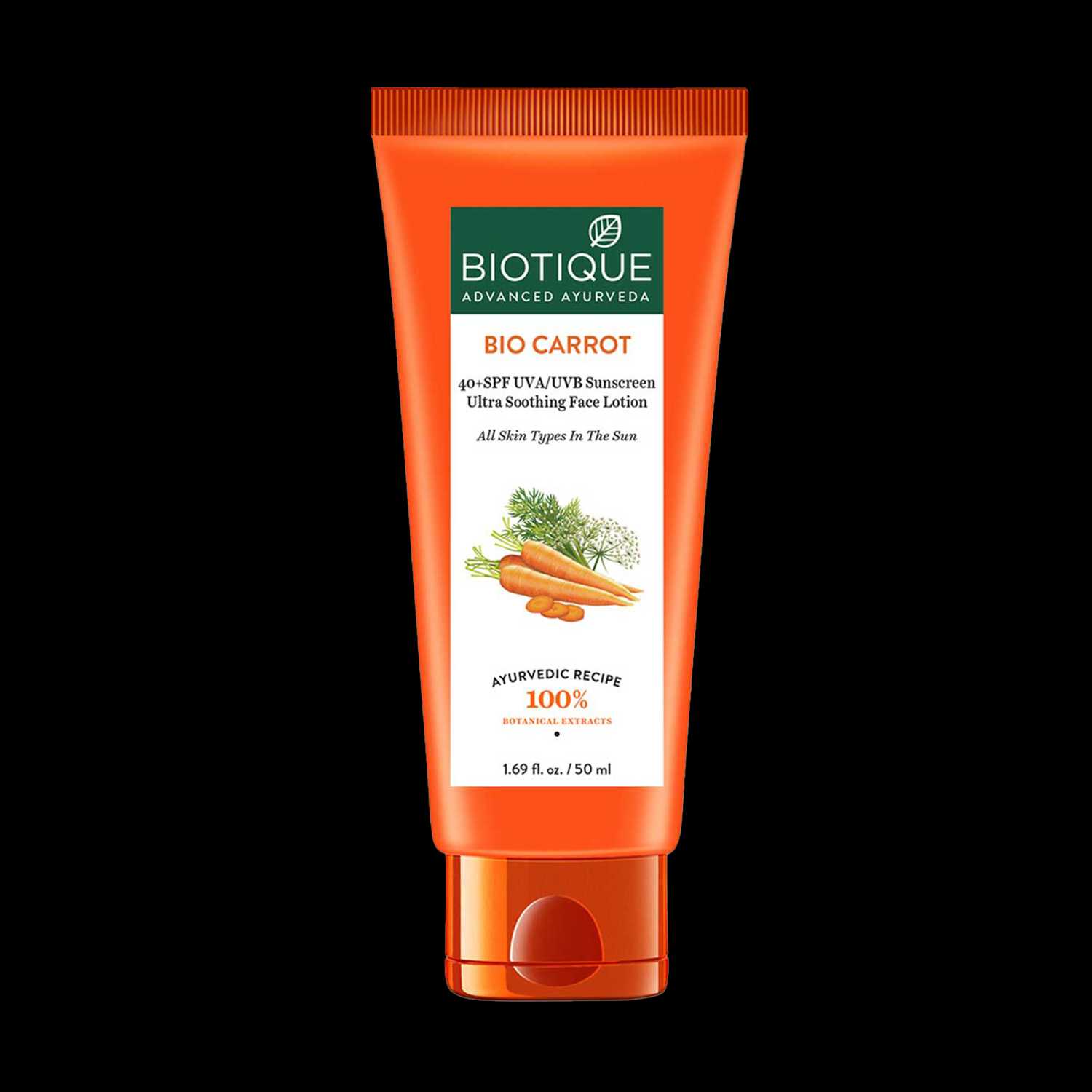 Biotique | Biotique Bio Sun Shield Carrot Ultra Protective Face Cream 40+ SPF Sunscreen - (50g)