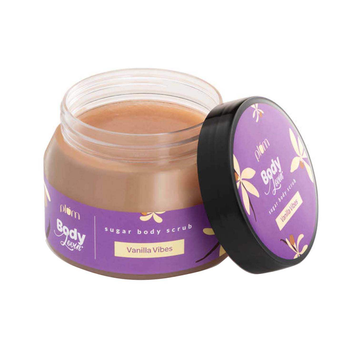 Plum | Plum Bodylovin' Vanilla Vibes Sugar Body Scrub - (200g) (White daisy, white willow bark, and niacinamide: Brighten your complexion and nourish your skin)