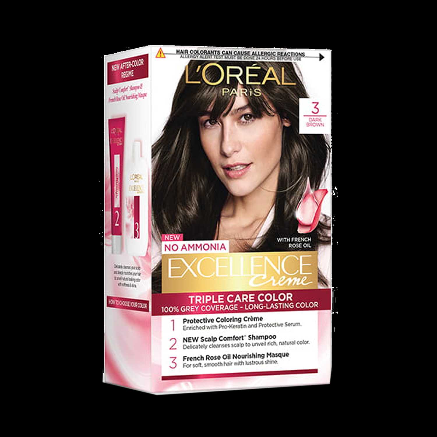 L'Oreal Paris | L'Oreal Paris Excellence Creme Hair Color, 3 Dark Brown/Natural Darkest Brown, 72ml+100g