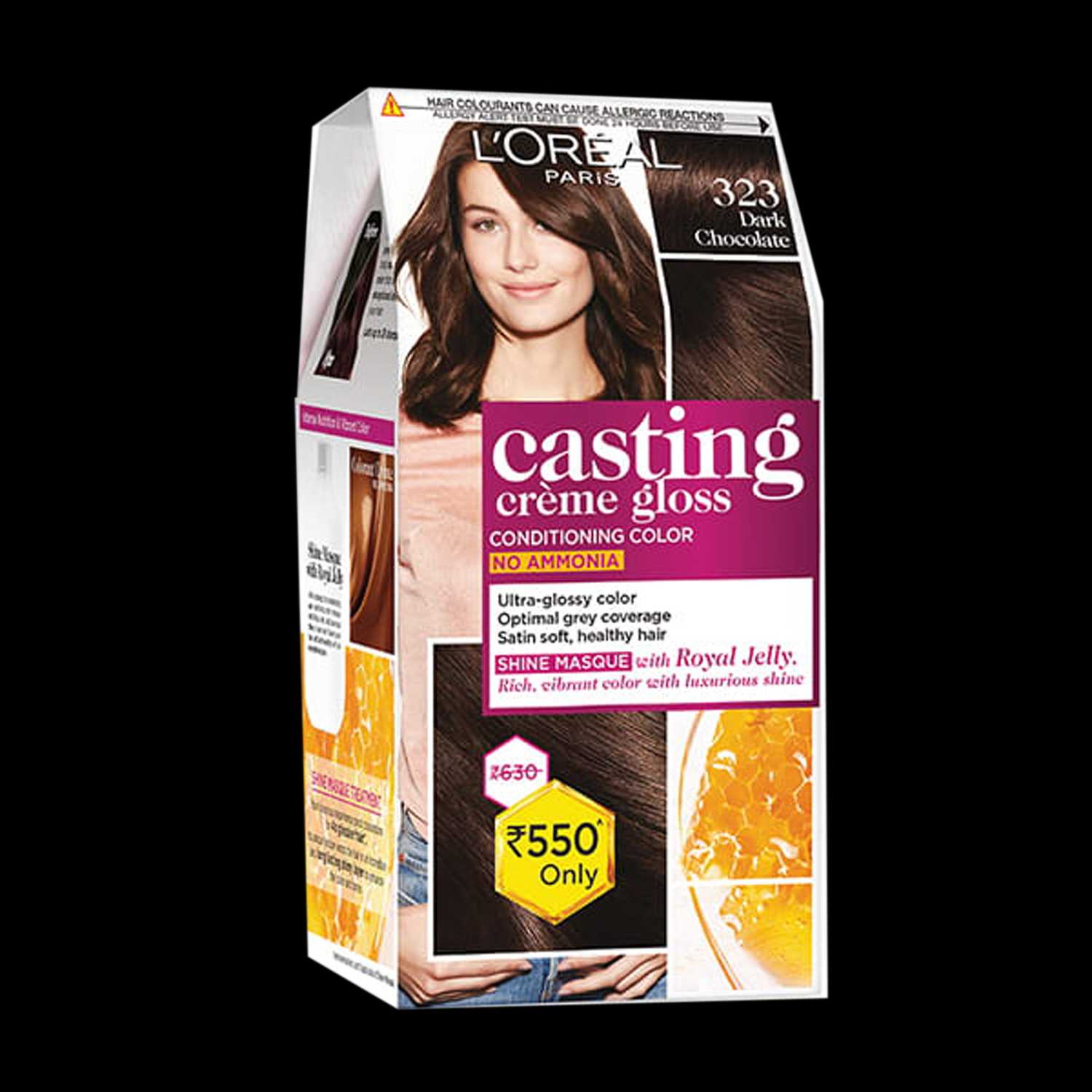 L'Oreal Paris | L'Oreal Paris Casting Creme Gloss Hair Color, 323 Sonam's Dark Chocolate, 87.5g+72ml
