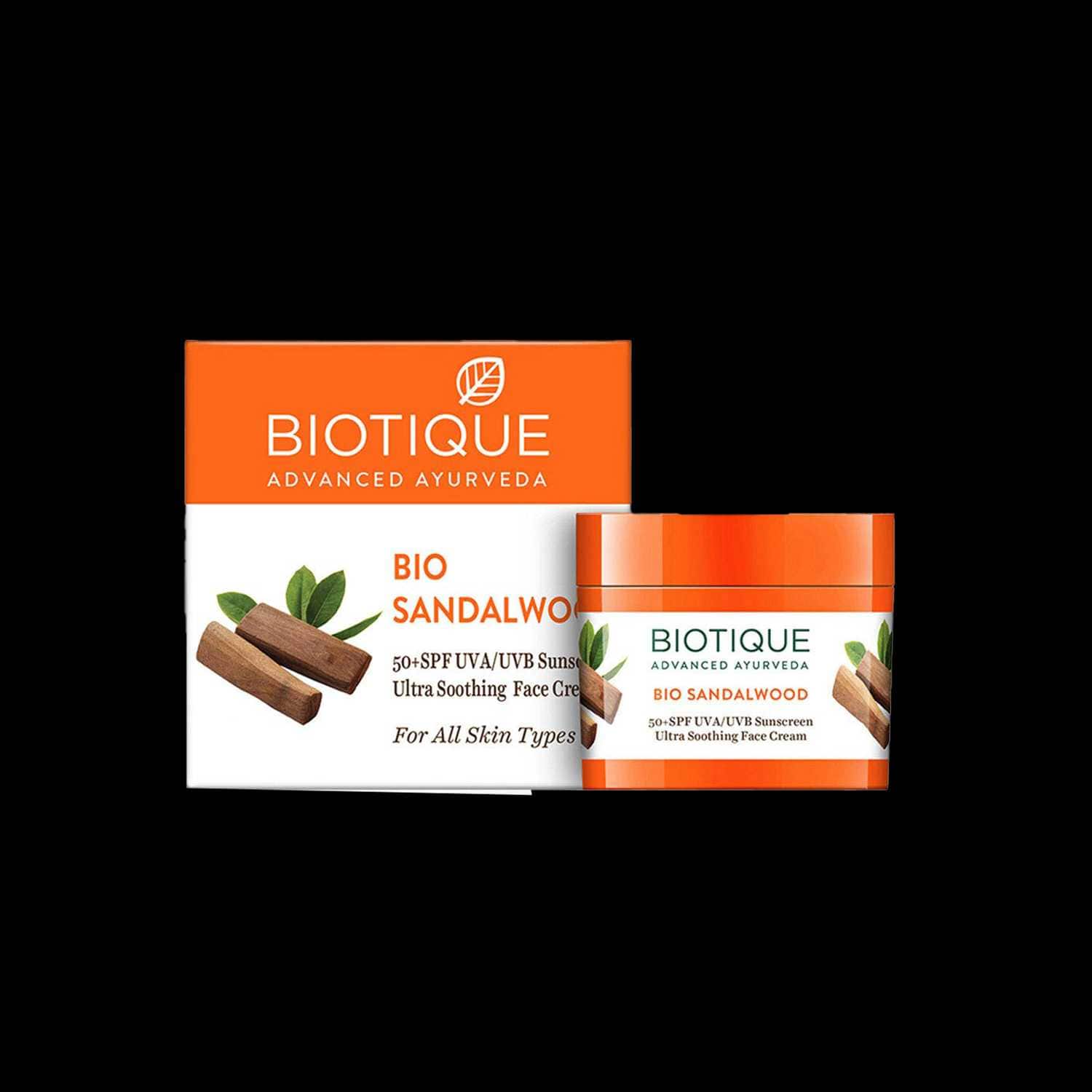 Biotique | Biotique Bio Sandalwood 50+ SPF UVA/UVB Sunscreen Ultra Soothing Face Lotion - (50ml)