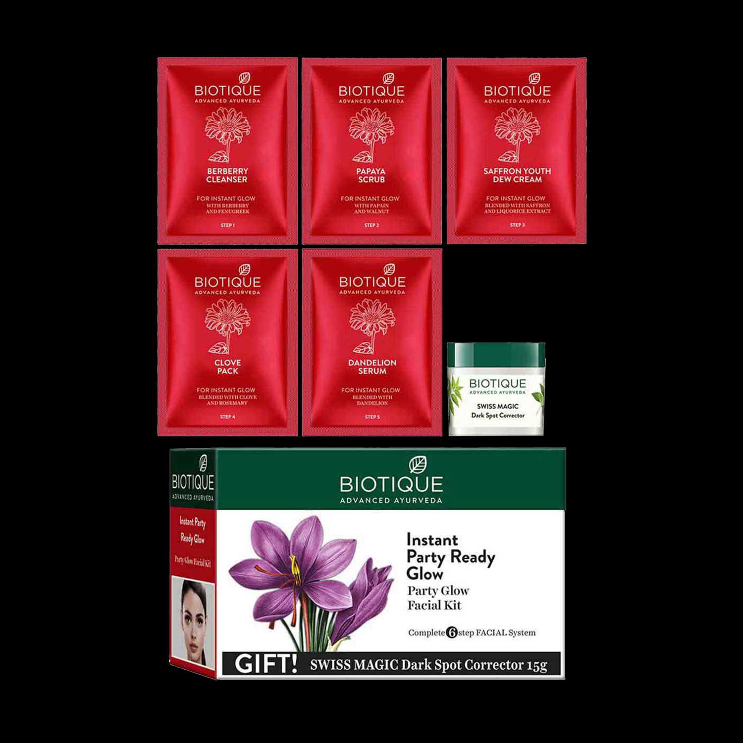 Biotique | Biotique Party Glow Facial Kit - (6 Pcs)