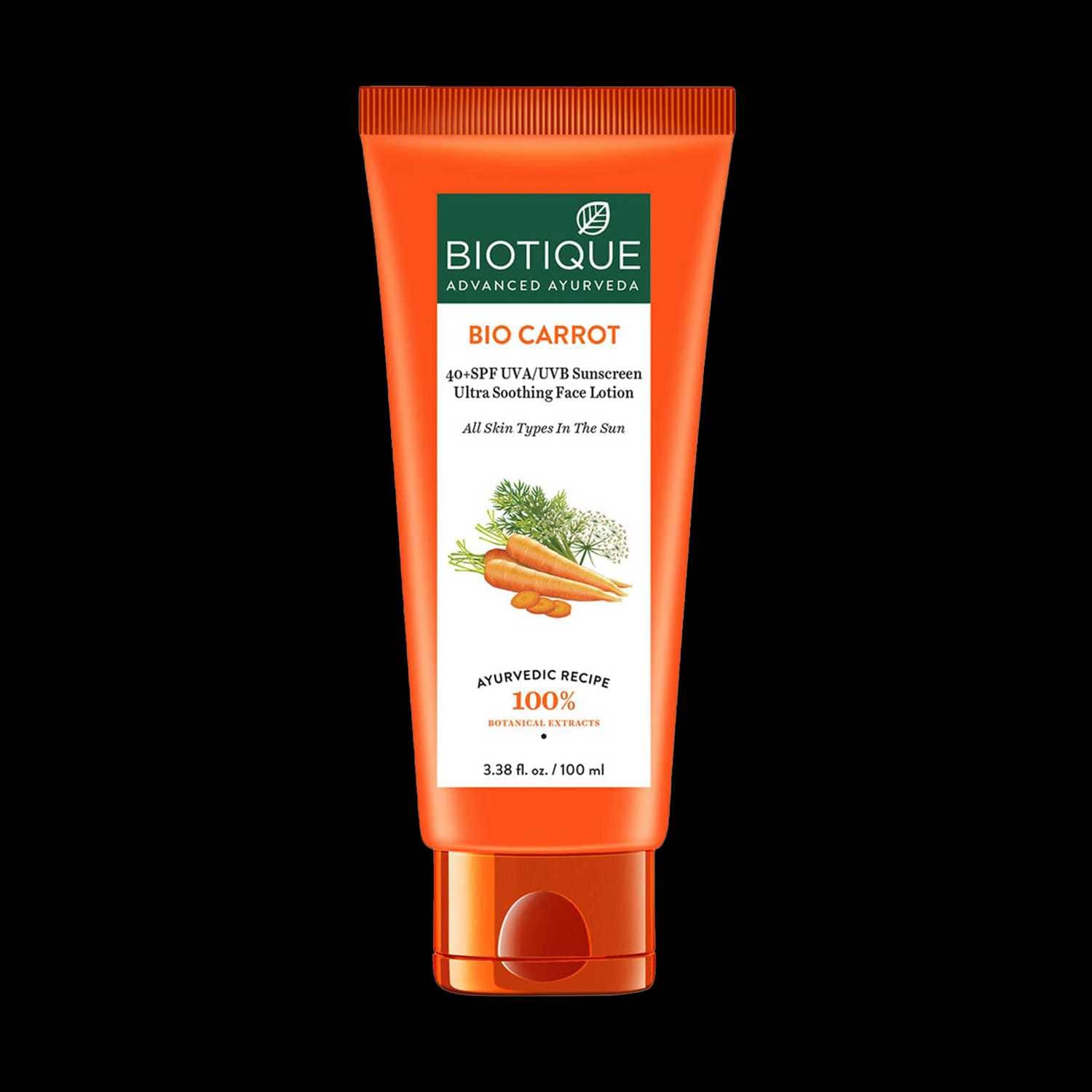 Biotique | Biotique Bio Carrot Sunscreen Ultra Soothing Face Lotion SPF 40+ UVA/UVB - (100ml)