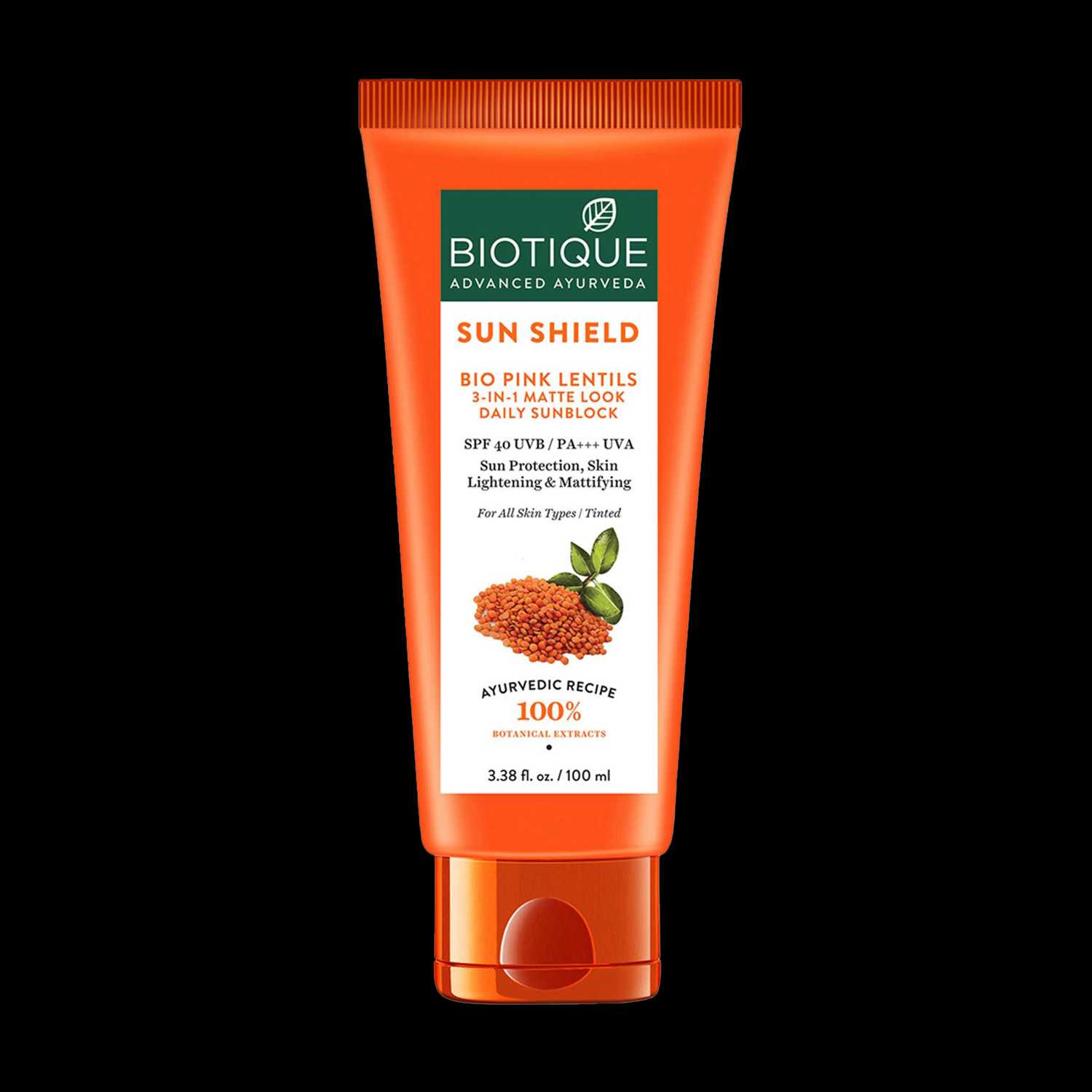 Biotique | Biotique Bio Pink Lentils 3-In-1 Matte Look Daily Sun Block Sunblock SPF 40 - (100ml)