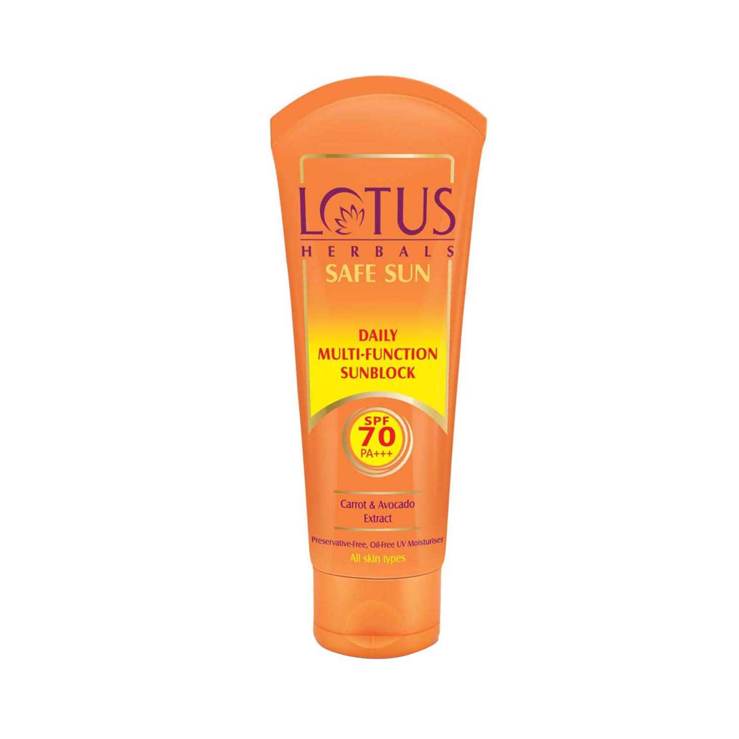 Lotus | Lotus Herbals Safe Sun Daily Multi-Function Sunblock SPF 70 Sunscreen - (60g)
