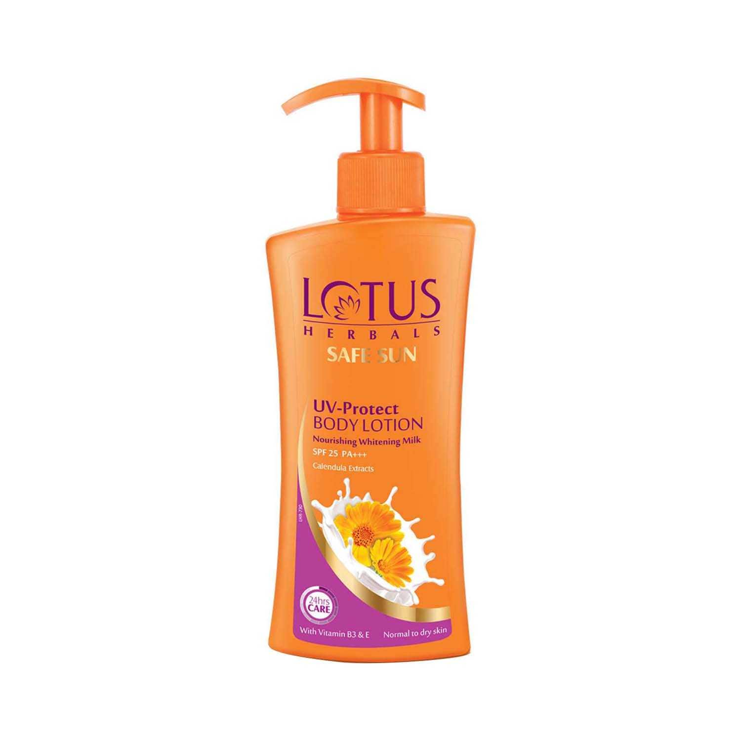 Lotus | Lotus Herbals Safe Sun Uv-Protect Body Lotion Nourishing Whitening Milk SPF 25 Pa+++ - (250ml)