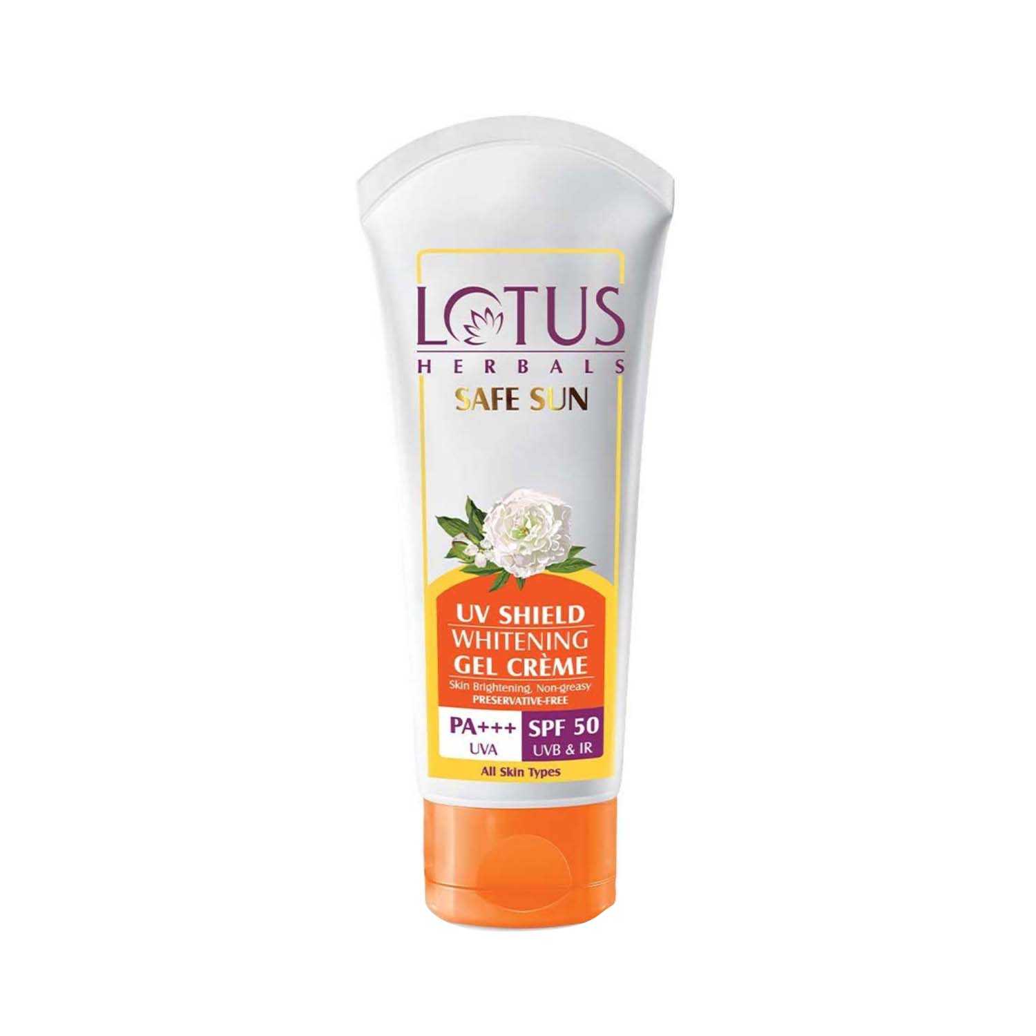 Lotus | Lotus Herbals Safe Sun UV Shield Whitening Gel Creme SPF 50 Sunscreen - (50g)