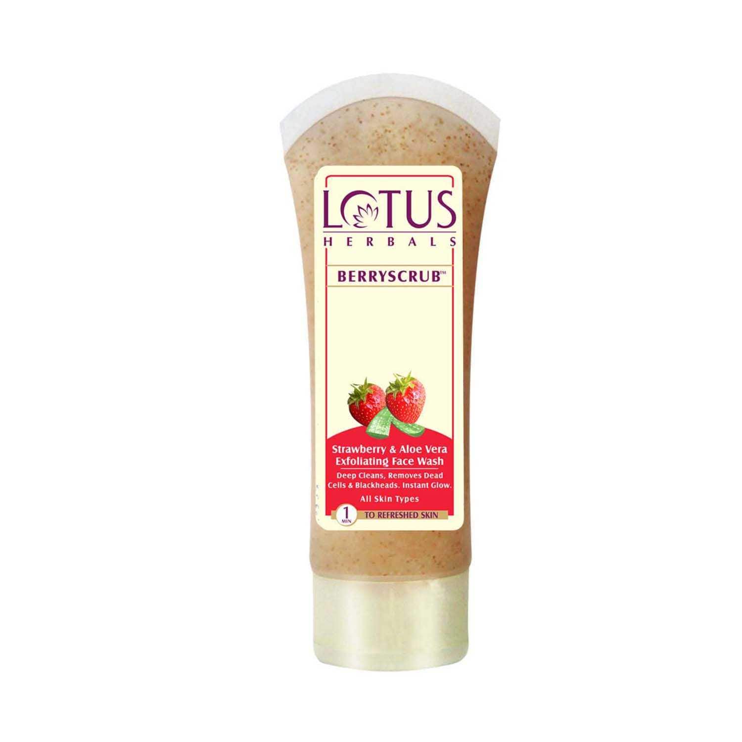 Lotus | Lotus Herbals Berryscrub Strawberry & Aloe Vera Exfoliating Face Wash - (80g)