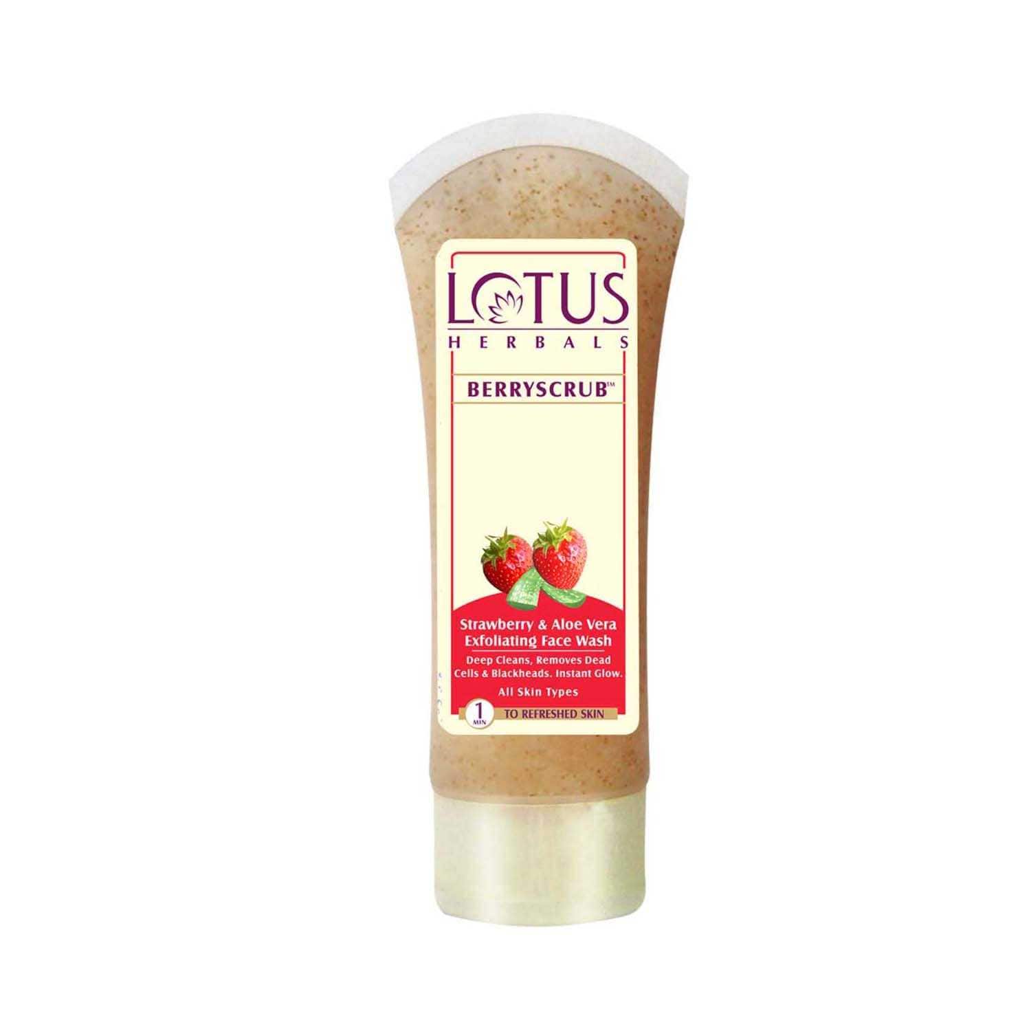 Lotus | Lotus Herbals Berryscrub Strawberry & Aloe Vera Exfoliating Face Wash - (120g)