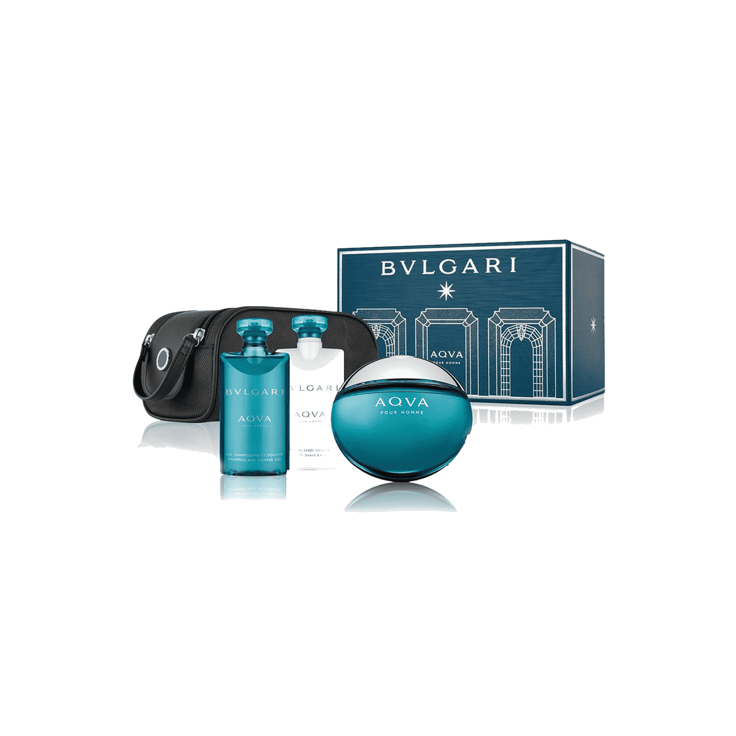 Bvlgari | Bvlgari Aqva Ph Gift Set: Eau de Toilette100ml, After Shave Balm 75ml, Shampoo and Shower Gel 75ml - 4 Pcs