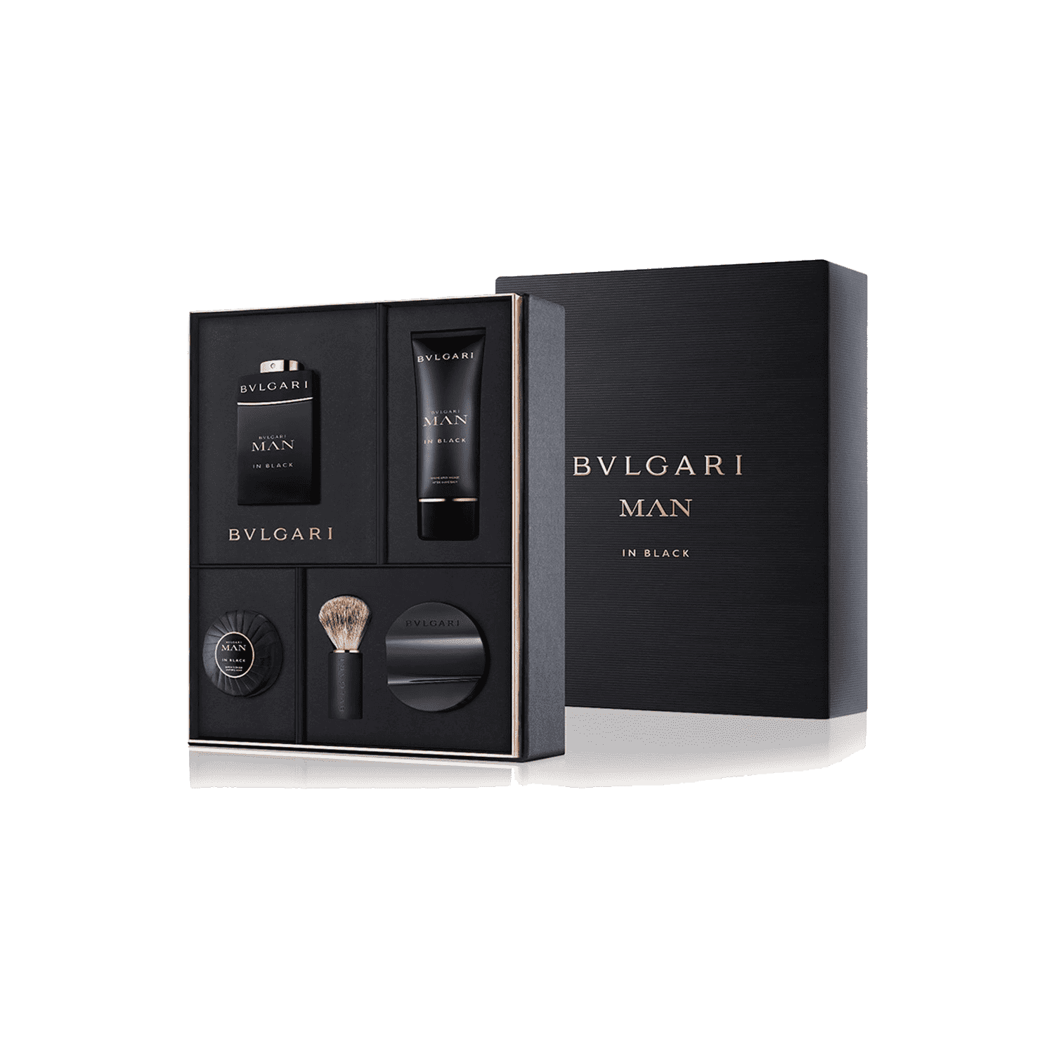 Bvlgari | BVLGARI Man In Black Gift Set: Eau de Parfum100ml, Shaving Bowl, Shaving Soap 100gm, After Shaving Balm 100ml - 4 Pcs