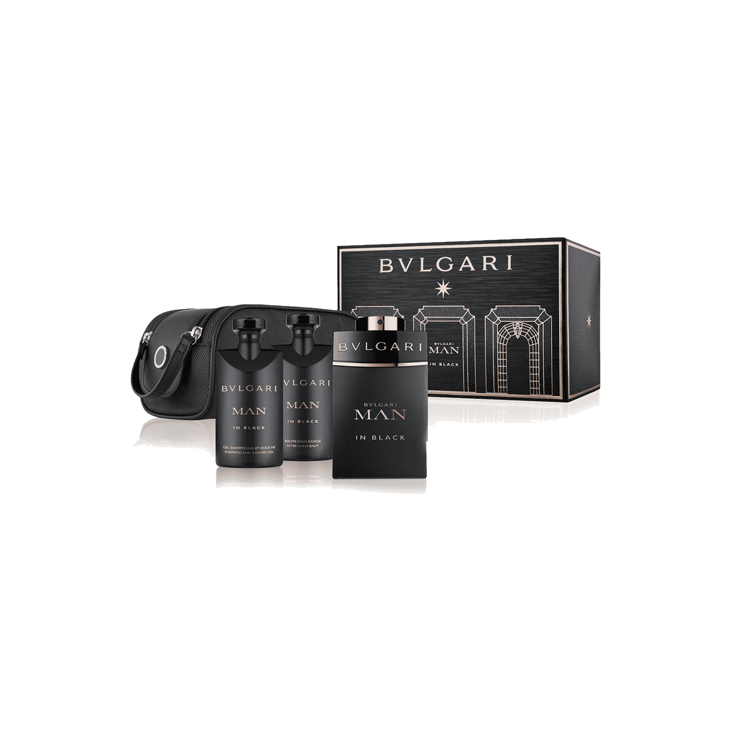 Bvlgari | Bvlgari Man In Black Gift Set: EDP100ml, Shampoo and Shower Gel 75ml, After Shave Balm 75ml, Pouch - 5 Pcs