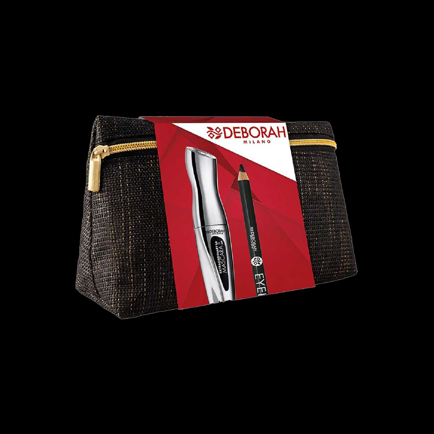 Deborah Milano | Deborah Milano Black Pochette With Extraordinary 5-In-1 Mascara, Black Eyeliner Eyepencil - 2 Pcs