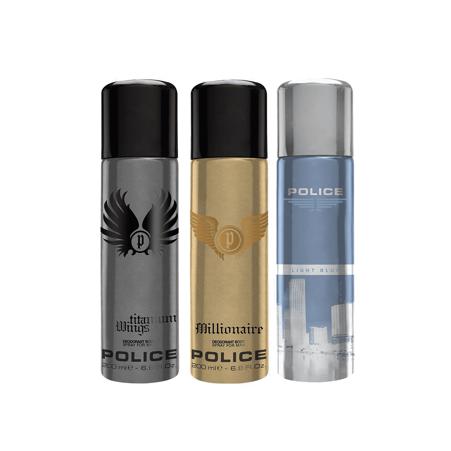 Police | Police Combo Set : Millionaire, Wings titanium, Light blue Deo (3 pcs)