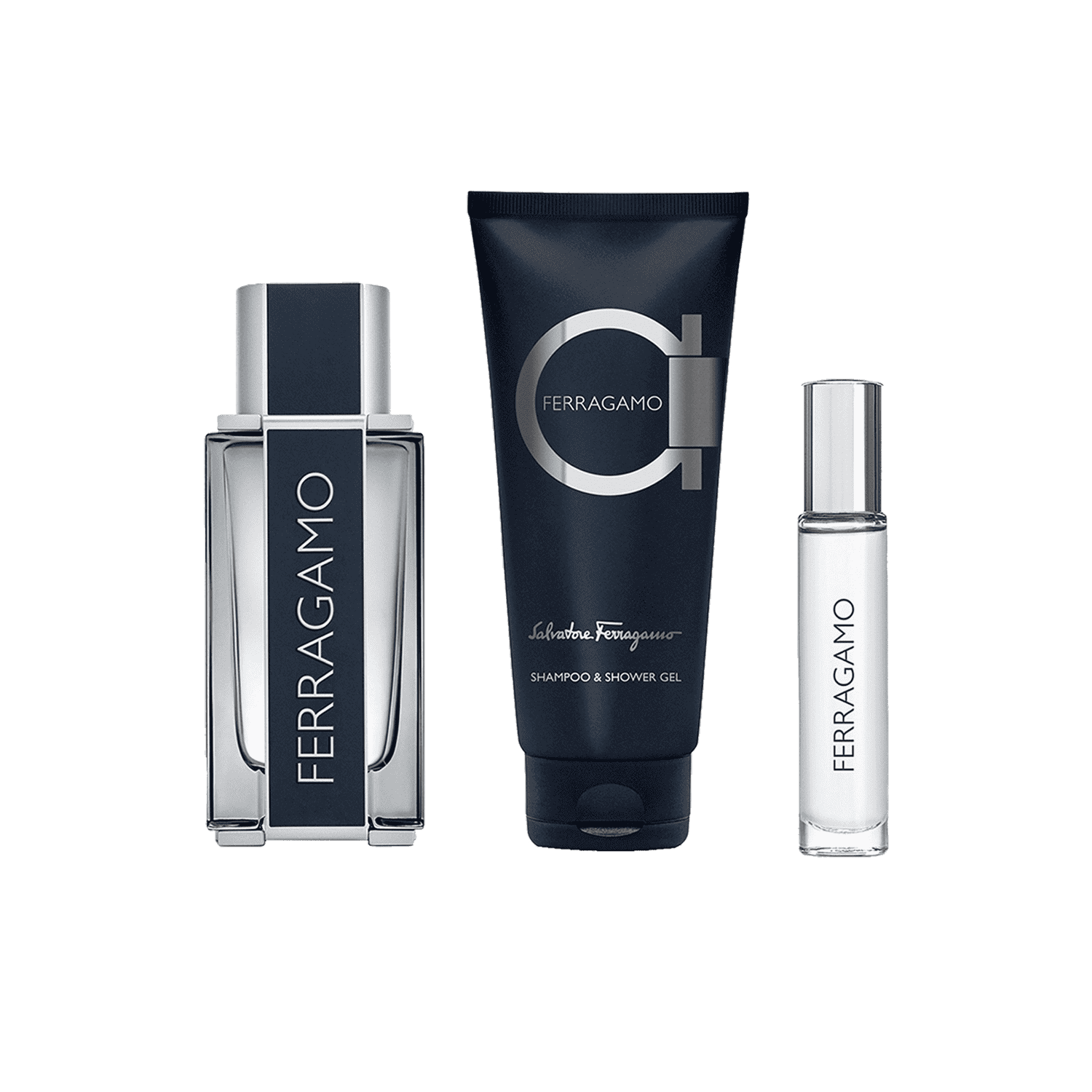 Salvatore Ferragamo | Salvatore Ferragamo FERRAGAMO Gift Set: Eau de Toilette 100ml, Shampoo & Shower Gel 100ml, Eau de Toilette 10ml (Purse Spray) - 4 Pcs