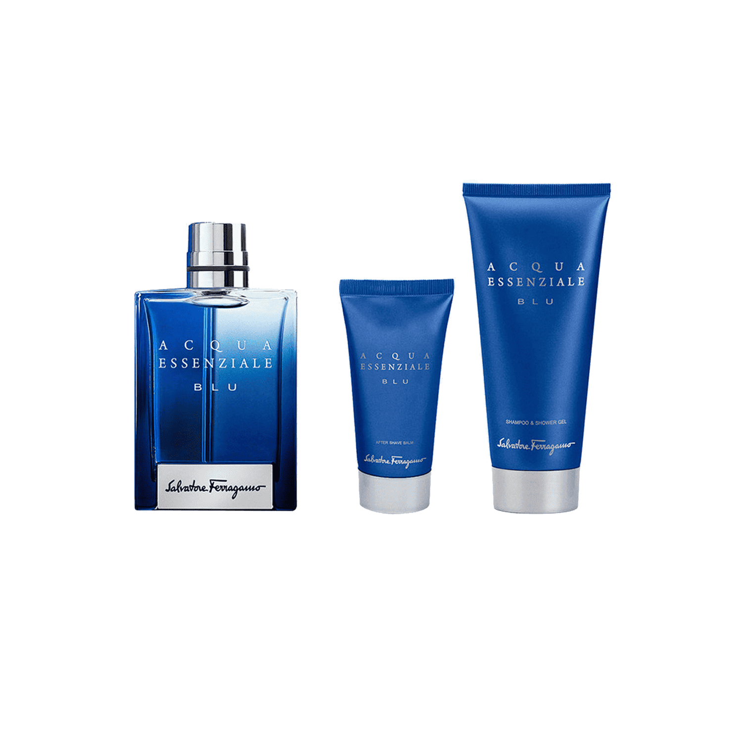 Salvatore Ferragamo | Salvatore Ferragamo Acqua Essenziale Blu Set: Eau de Toilette100ml, Shampoo and Shower Gel 100ml, After Shave Balm 50ml - 4 Pcs