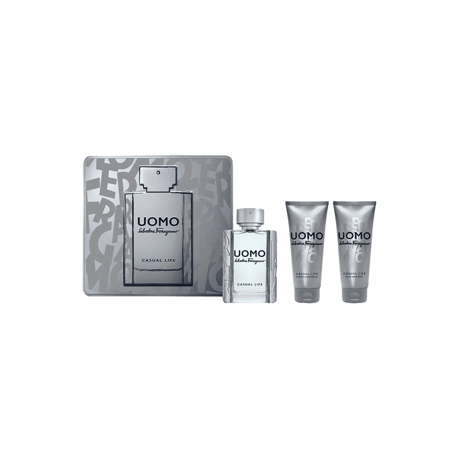 Salvatore Ferragamo | Salvatore Ferragamo Uomo Casual Life Gift Set: Eau de Toilette100ml, Shampoo and Shower Gel 100ml, After Shave Balm 100ml - 4 Pcs