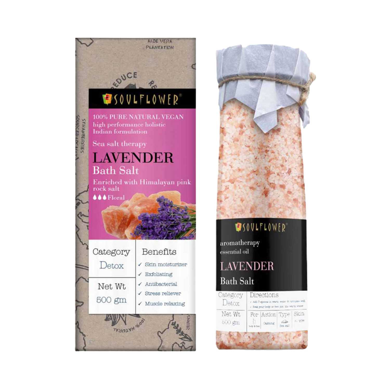 Soulflower | Soulflower Lavender Himalayan Pink Rock Aroma Bath Salt - (500g)