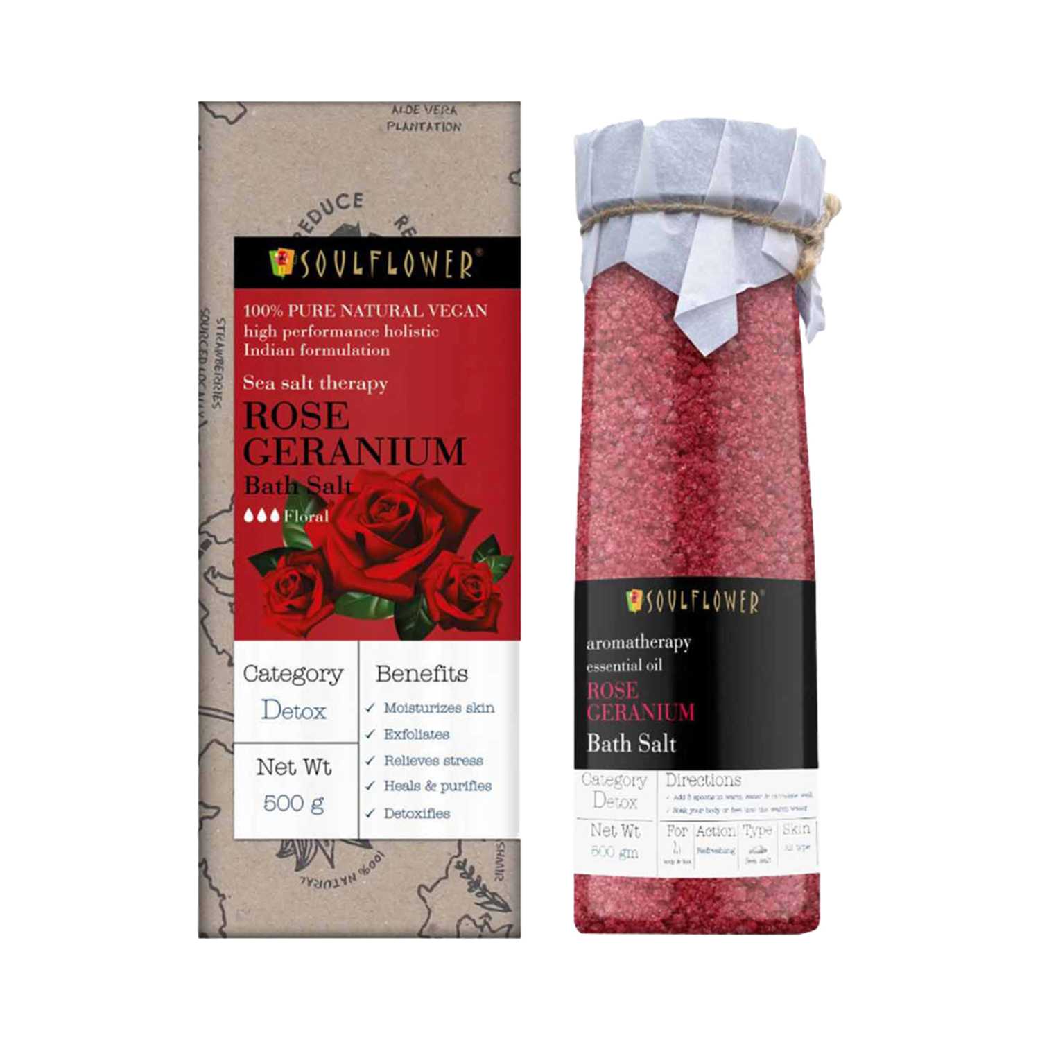 Soulflower | Soulflower Rose Geranium Aroma Bath Salt - (500g)