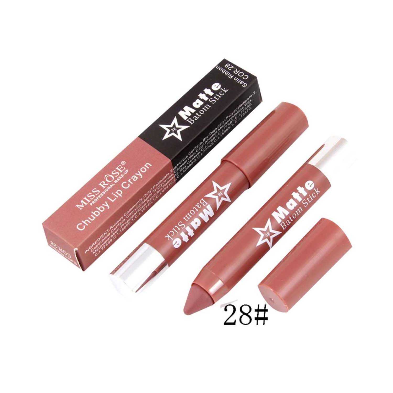 Miss Rose | Miss Rose Matte Batom Stick Chubby Lip Crayon - 28 Satin Ribbon (3g)