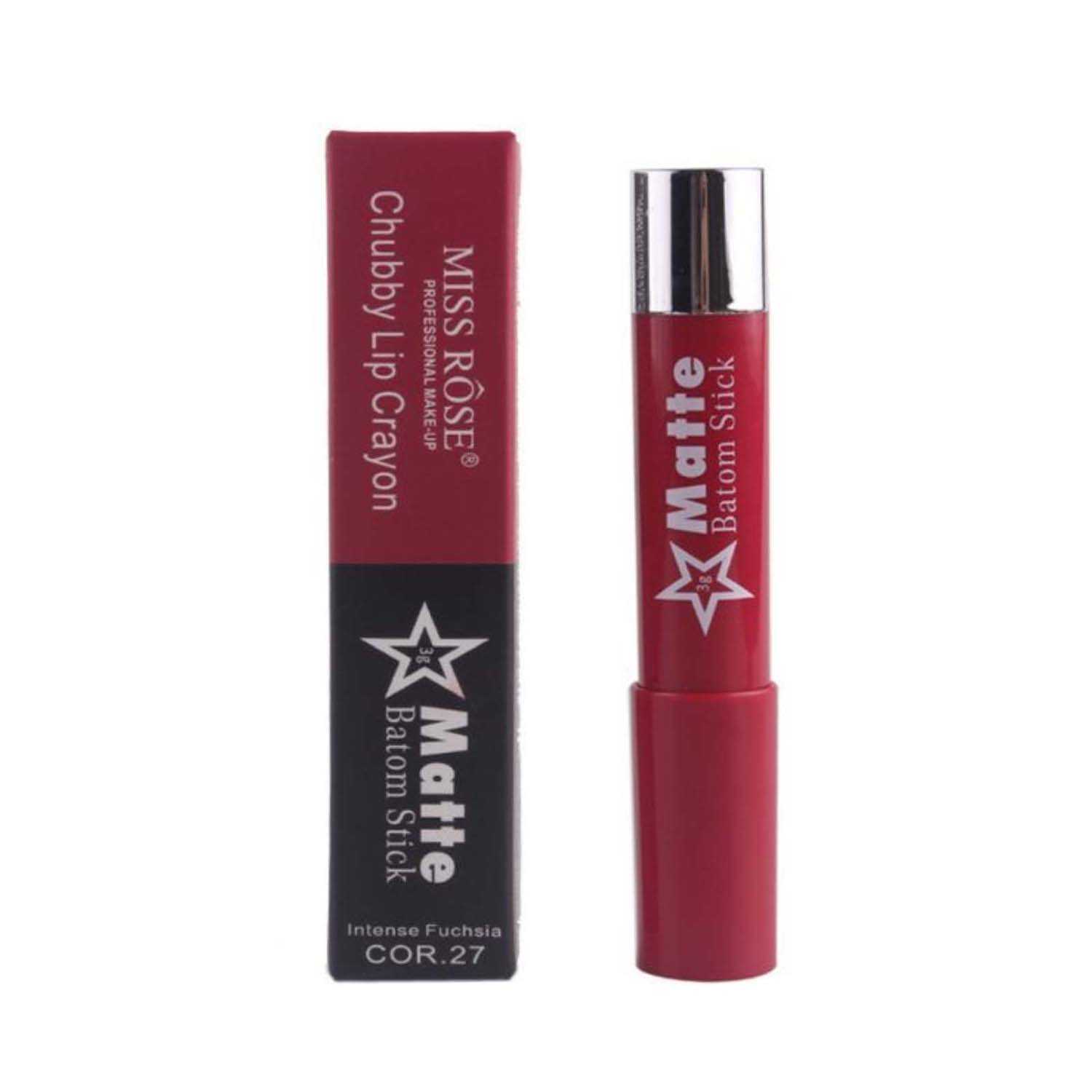 Miss Rose | Miss Rose Matte Batom Stick Chubby Lip Crayon - 27 Intense Fuchsia (3g)