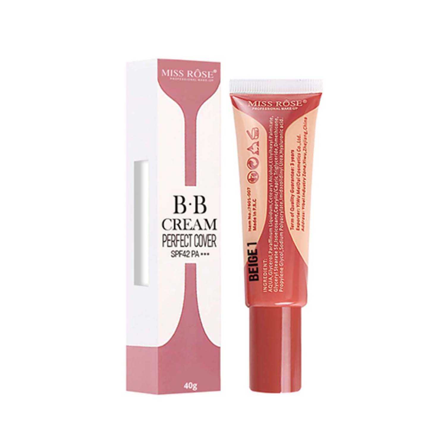 Miss Rose | Miss Rose Perfect Cover Foundation BB Cream SPF 42 - 01 Beige (40g)