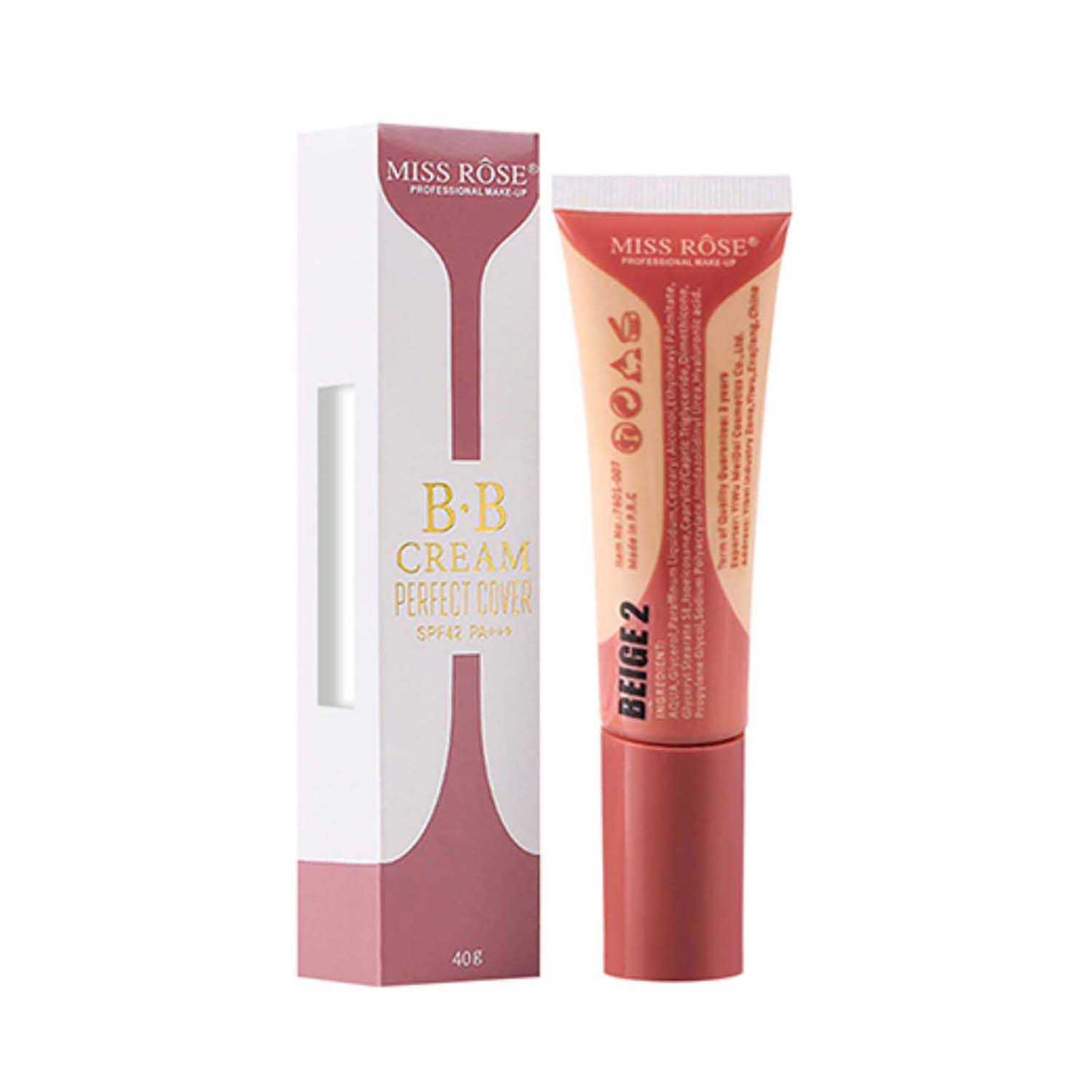 Miss Rose | Miss Rose Perfect Cover Foundation BB Cream SPF 42 - 02 Beige (40g)