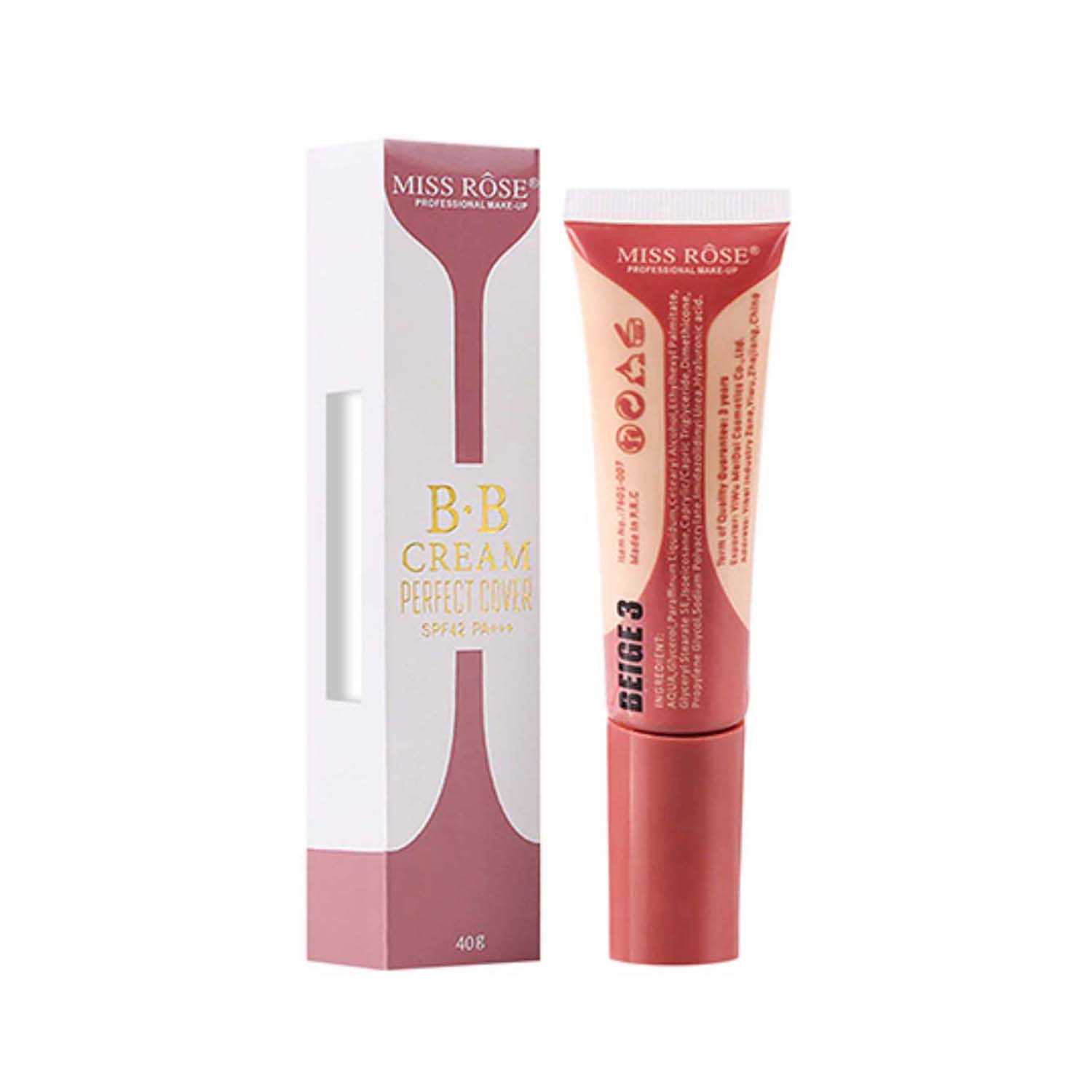 Miss Rose | Miss Rose Perfect Cover Foundation BB Cream SPF 42 - 03 Beige (40g)