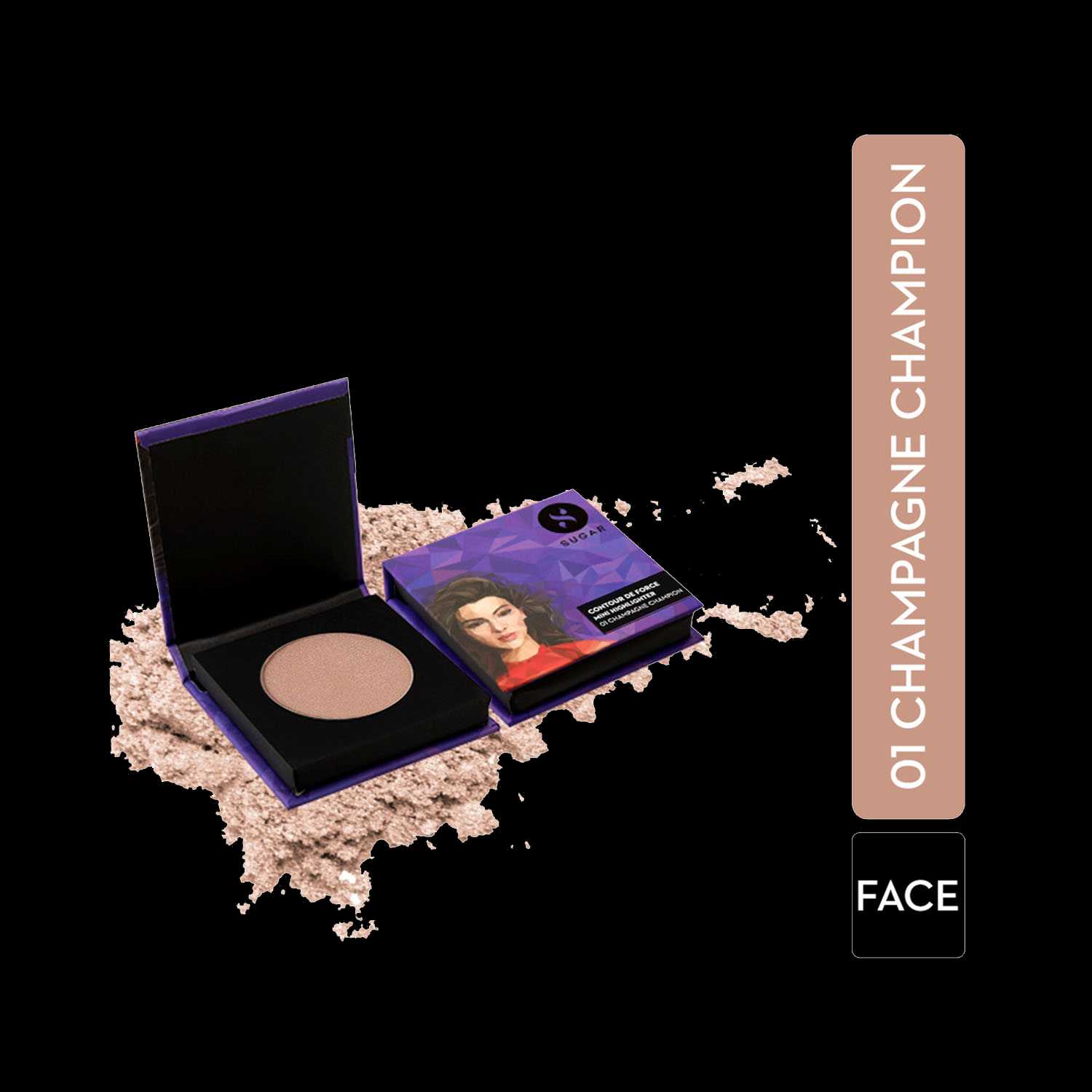 SUGAR Cosmetics | Sugar Contour De Force Mini Highlighter - 01 Champagne Champion (Champagne Gold) (4g)