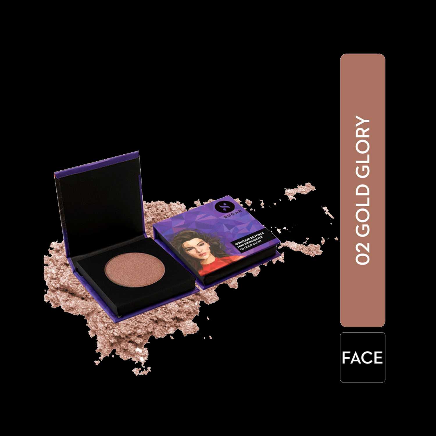 SUGAR Cosmetics | Sugar Contour De Force Mini Highlighter - 02 Gold Glory (Golden Bronze) (4g)