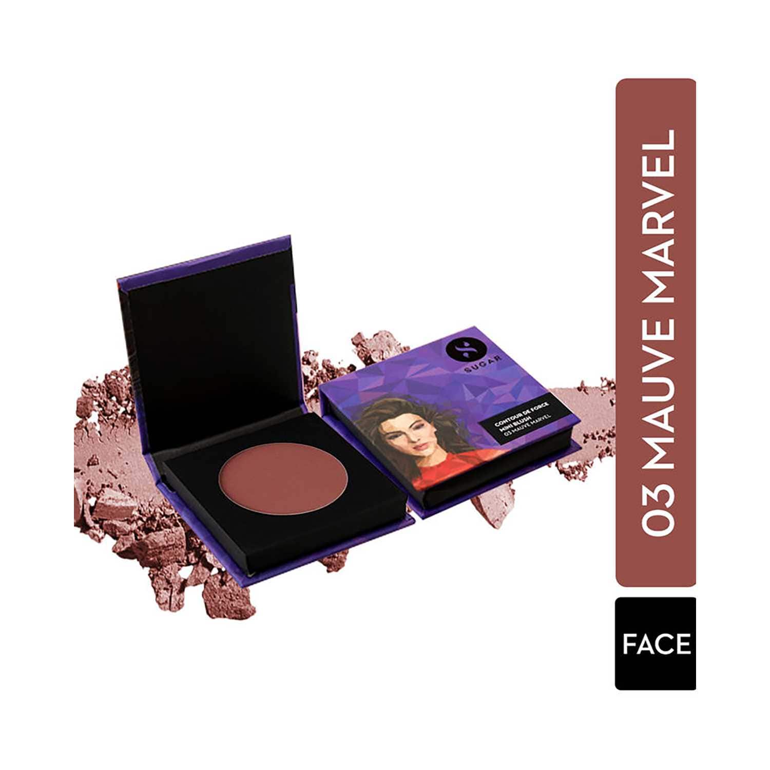 SUGAR Cosmetics | Sugar Contour De Force Mini Blush - 03 Mauve Marvel (4g)