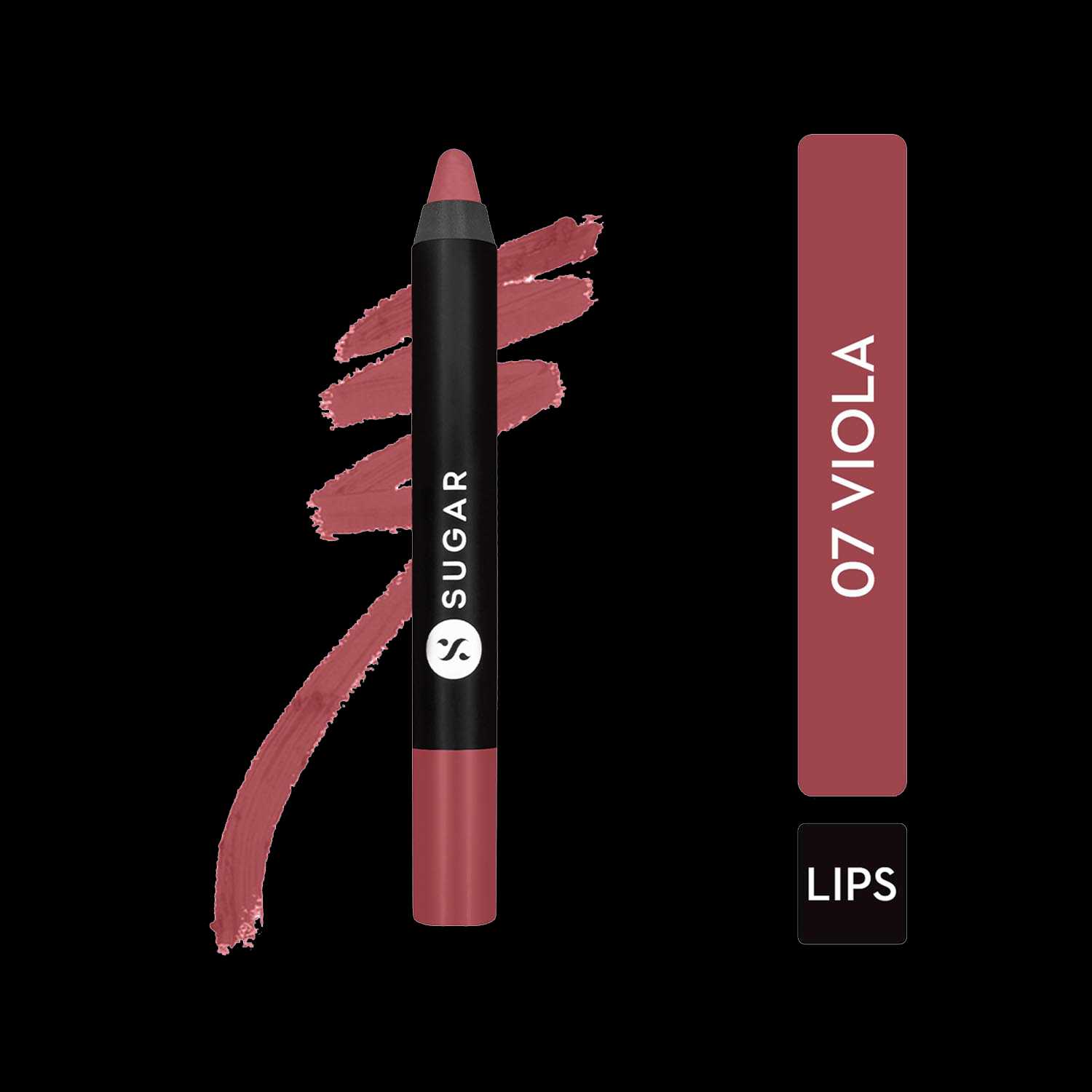 SUGAR Cosmetics | Sugar Matte As Hell Crayon Lipstick - 07 Viola (Mauve Nude) (2.8g)